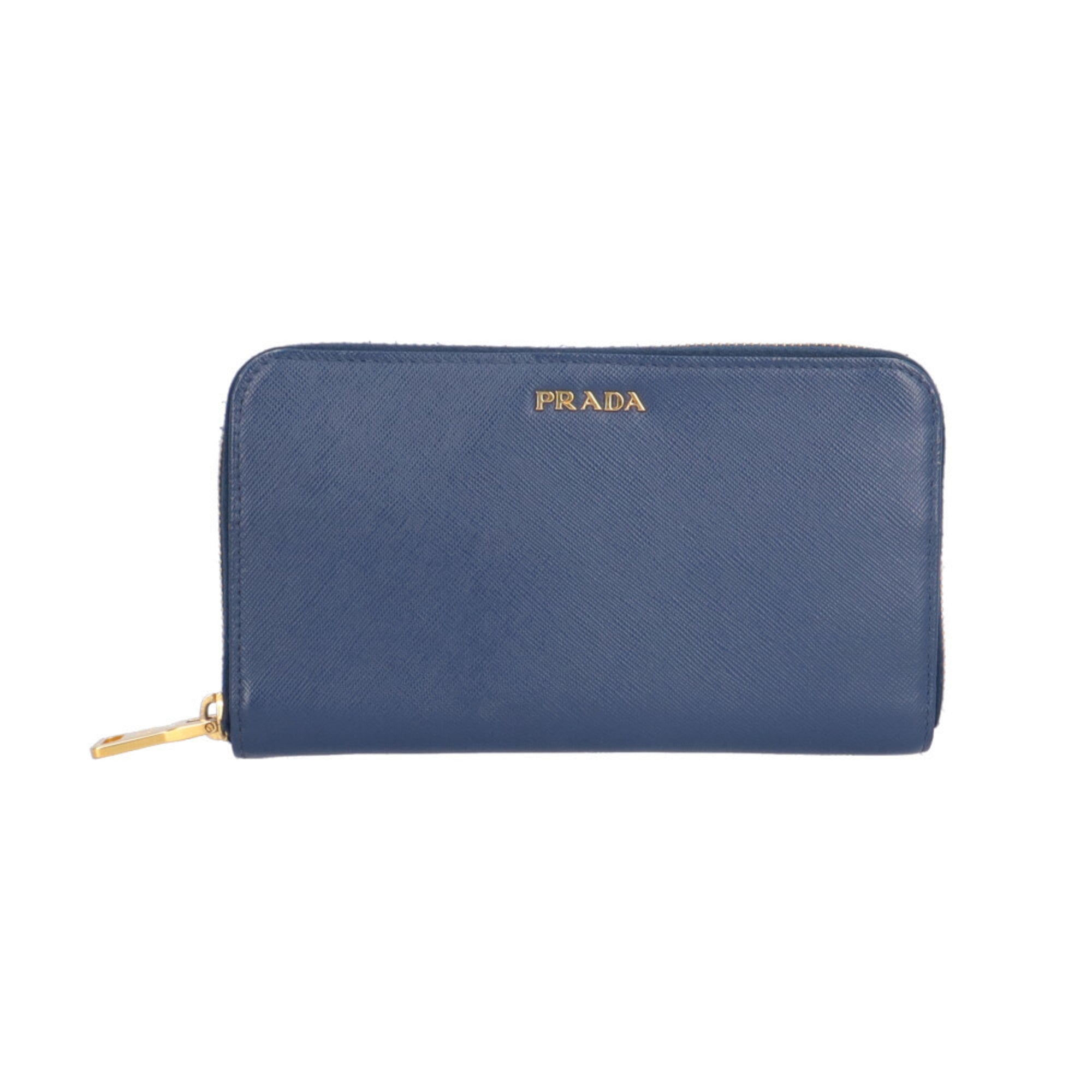 Prada Blue Leather Long Wallet (Bi-Fold)
