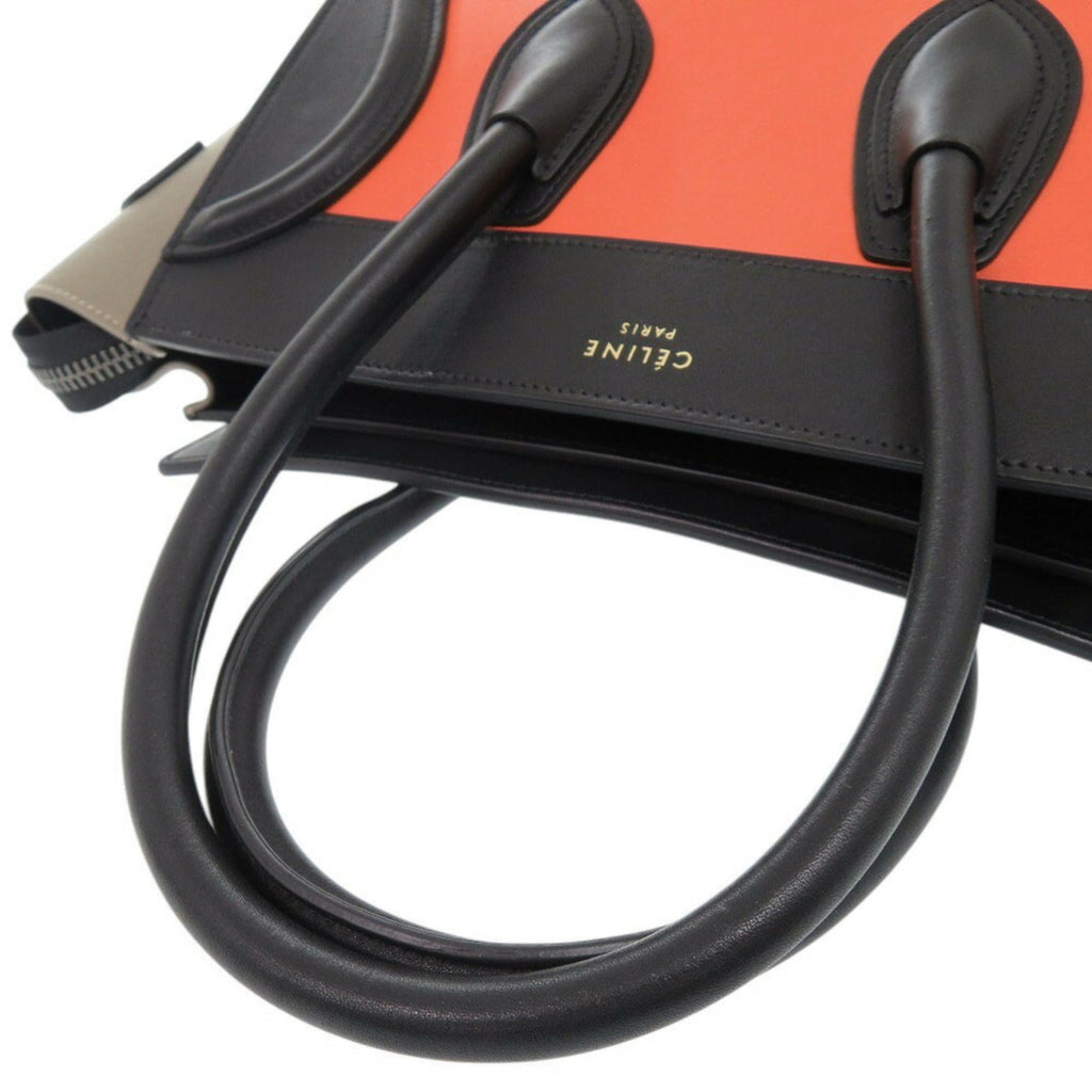 Celine Beige Black Orange Leather Handbag