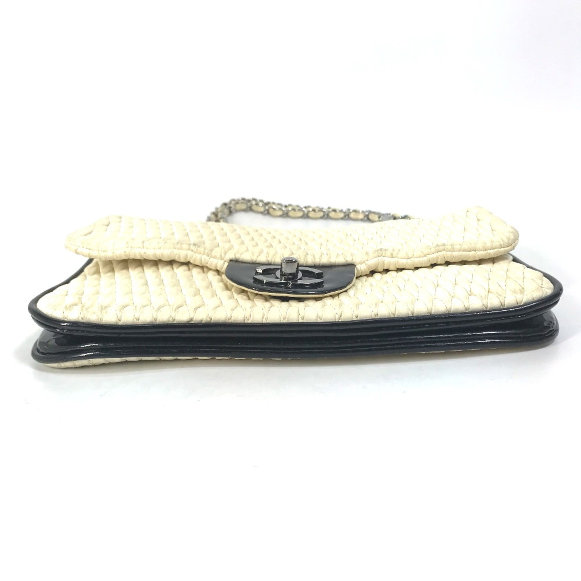Chanel White Leather Shoulder Bag