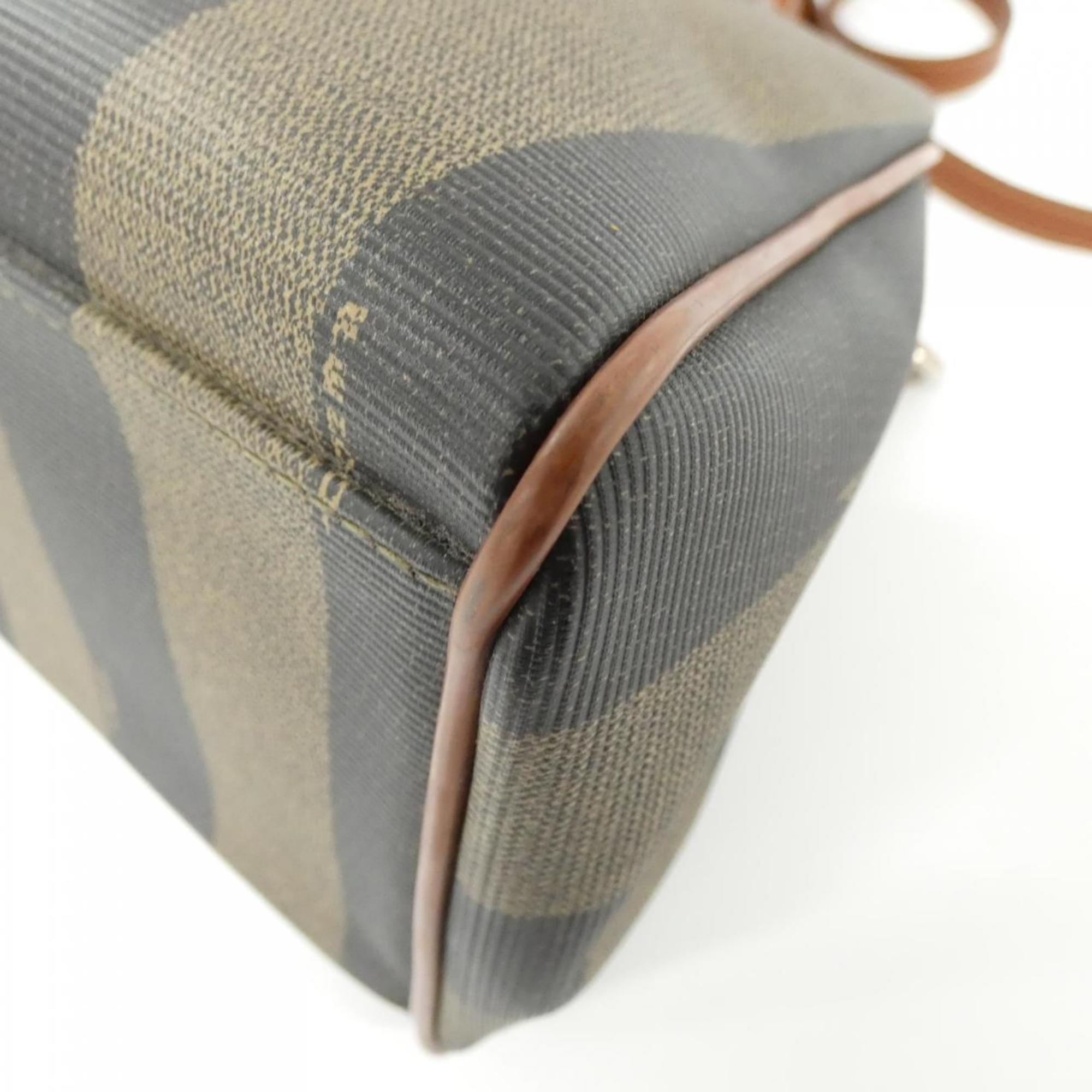Fendi Brown Coated Canvas Handbag