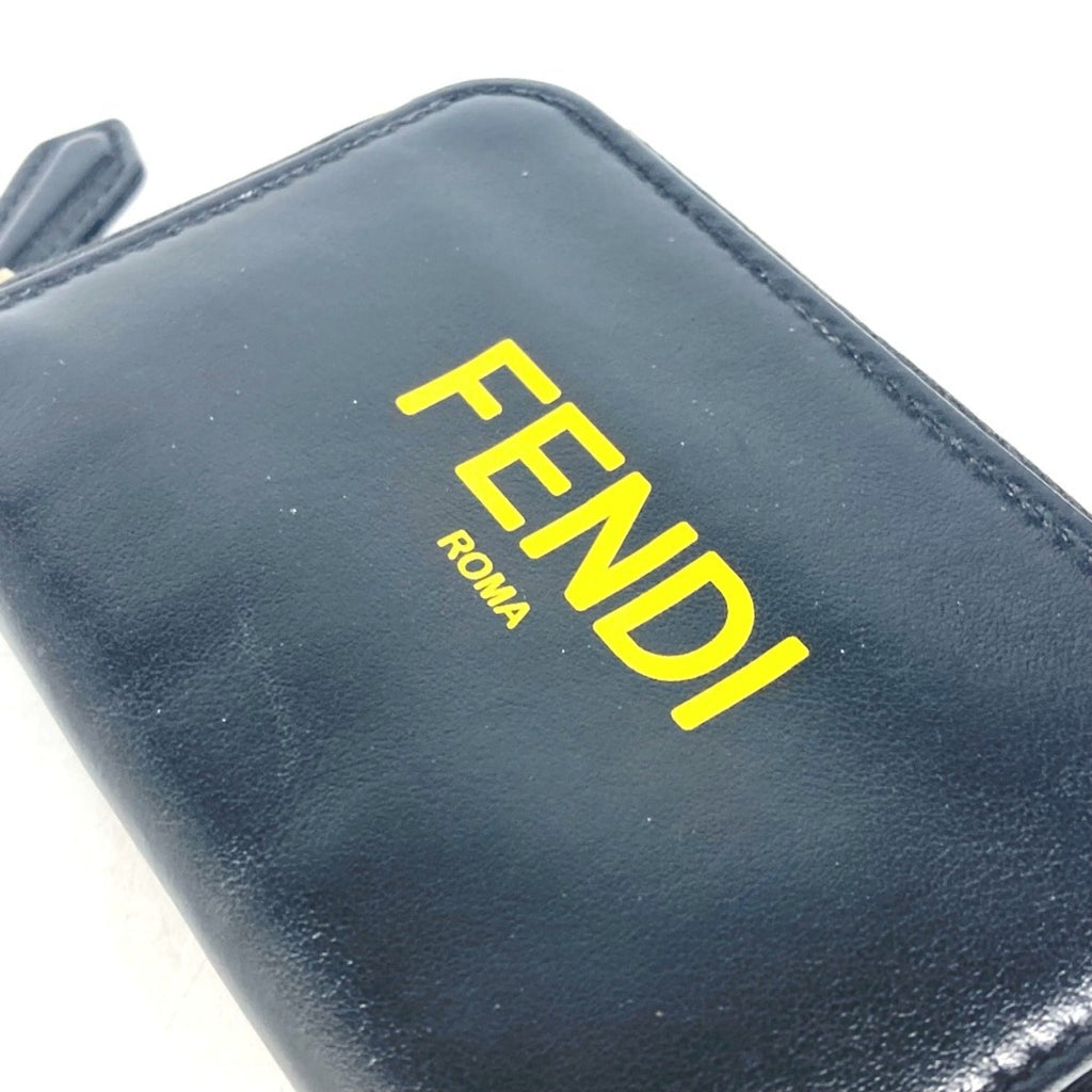 Fendi Black Yellow Leather Coin Purse/Coin Case