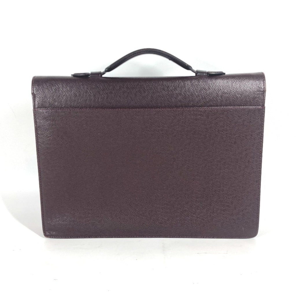 Louis Vuitton Acajou Red Color Wine Taiga Leather Leather Briefcase