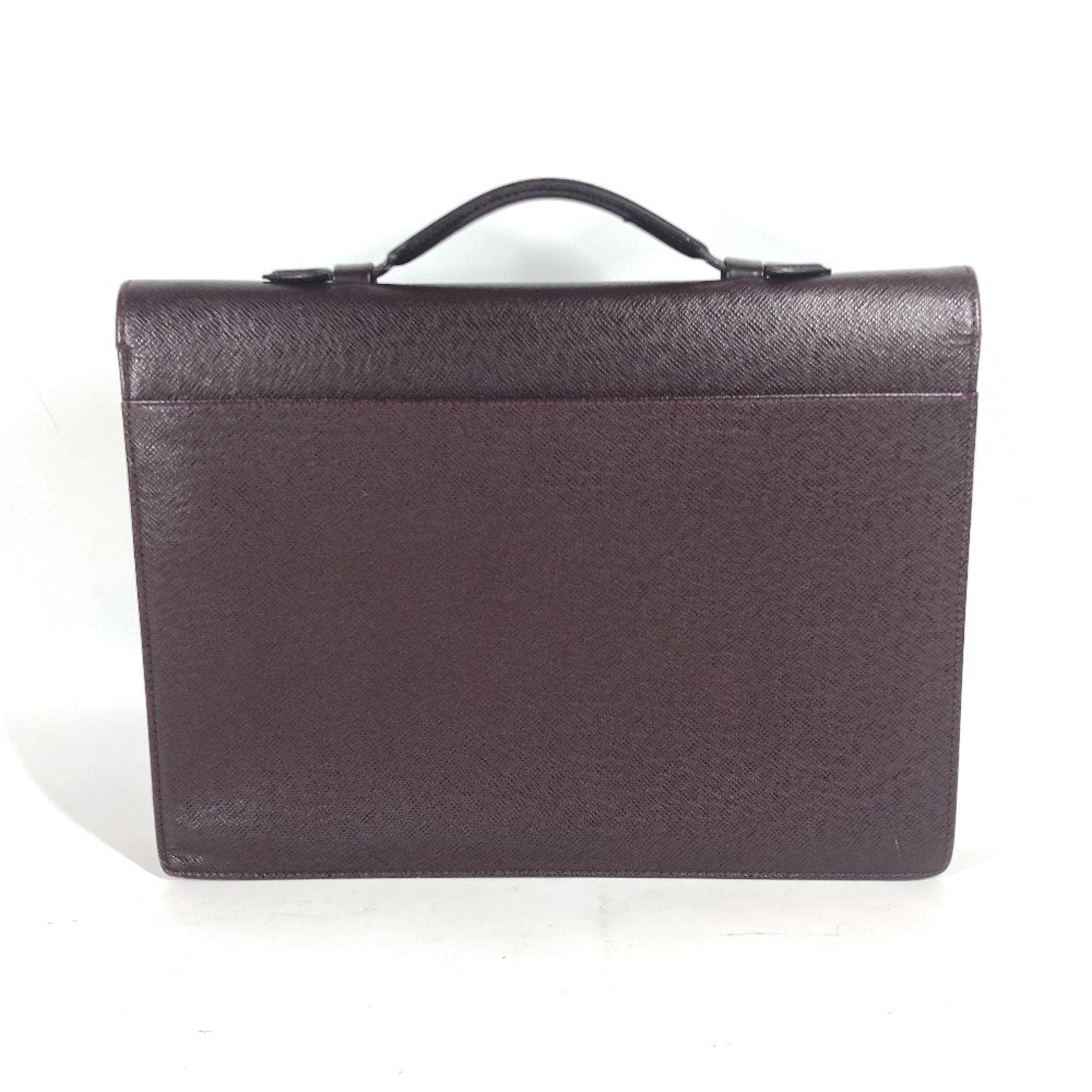 Louis Vuitton Acajou Red Color Wine Taiga Leather Leather Briefcase
