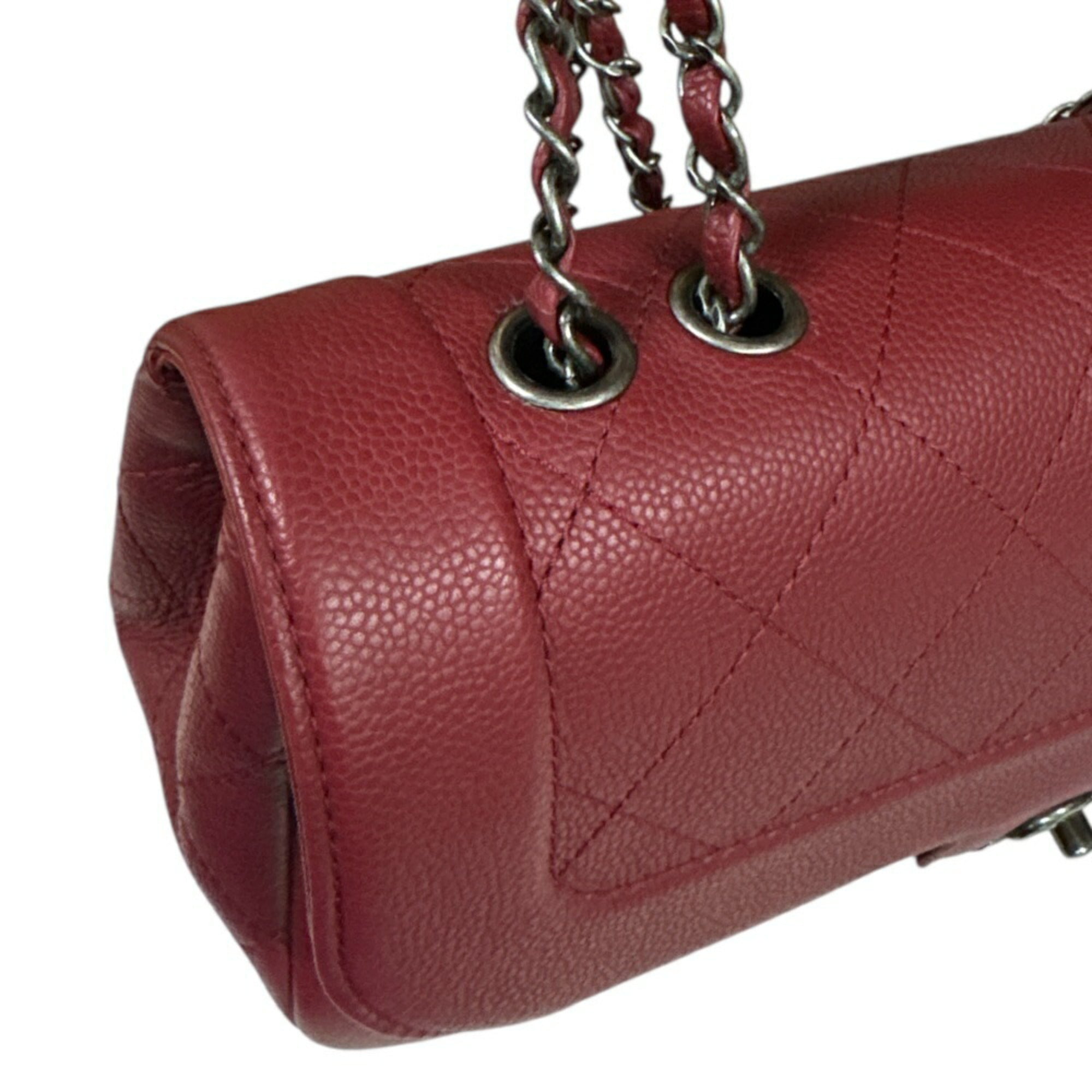 Chanel Matelasse Red Color Leather Shoulder Bag