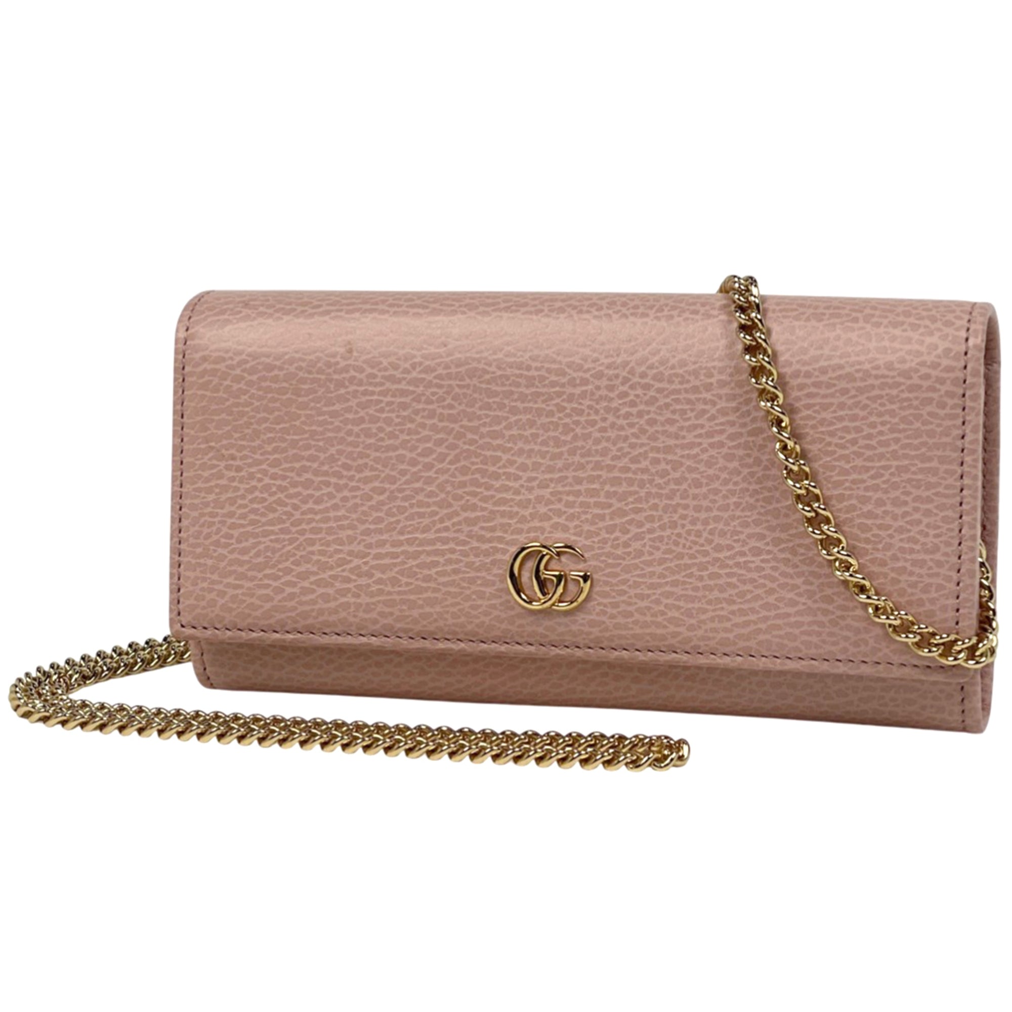 Gucci Pink Leather Chain/Shoulder Wallet (Pre-Owned)