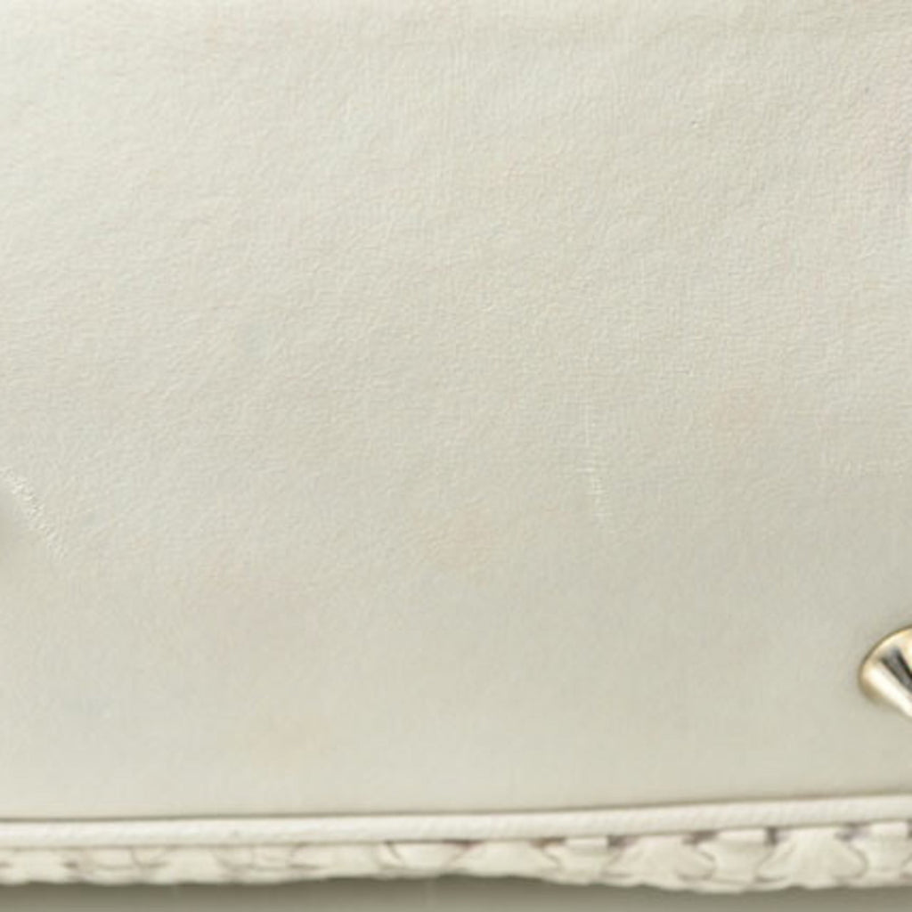 Christian Dior Lady Dior Silver White Leather Tote Bag (Pre-Owned)