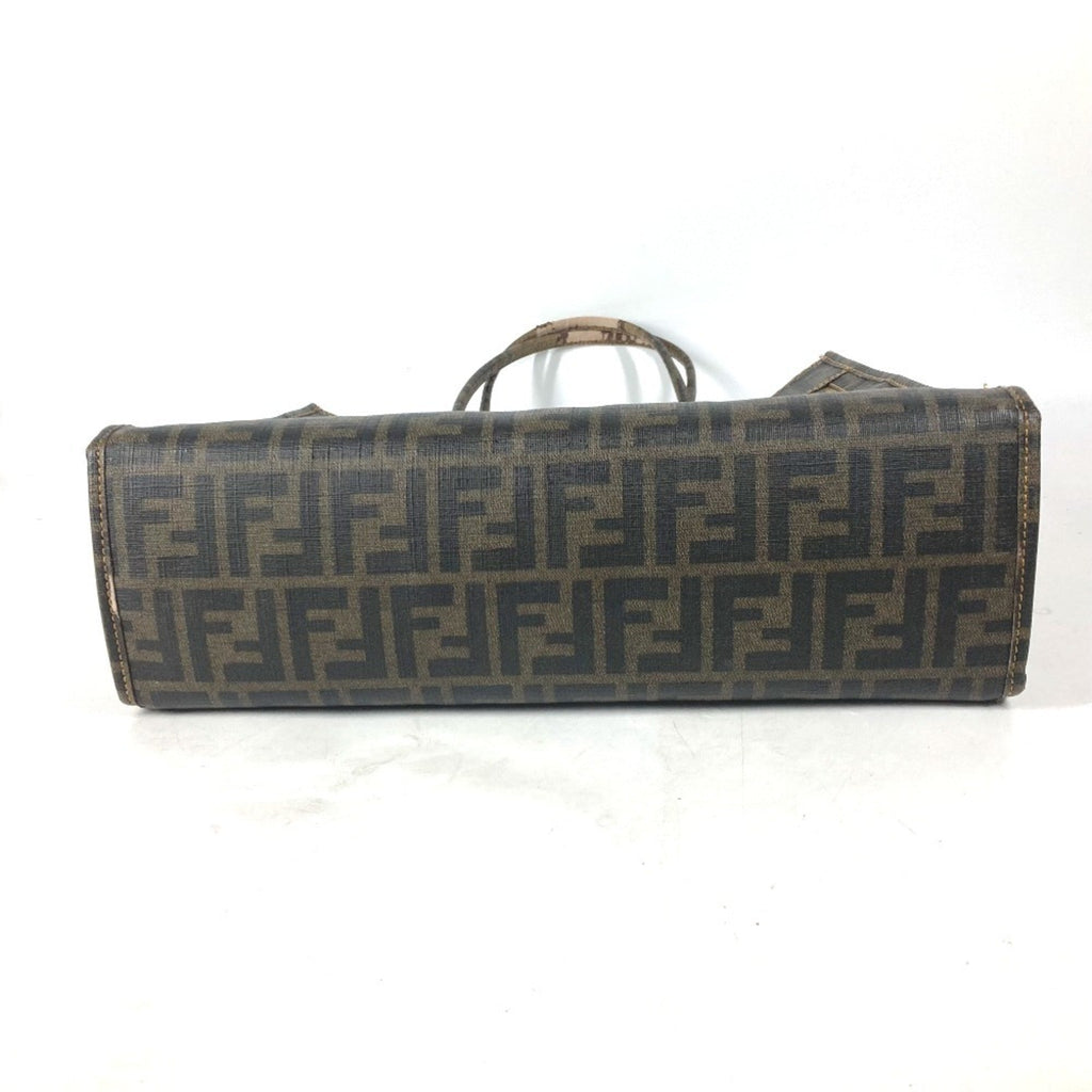Fendi Brown Leather Beach Bag Pouch Shoulder Bag Tote Bag