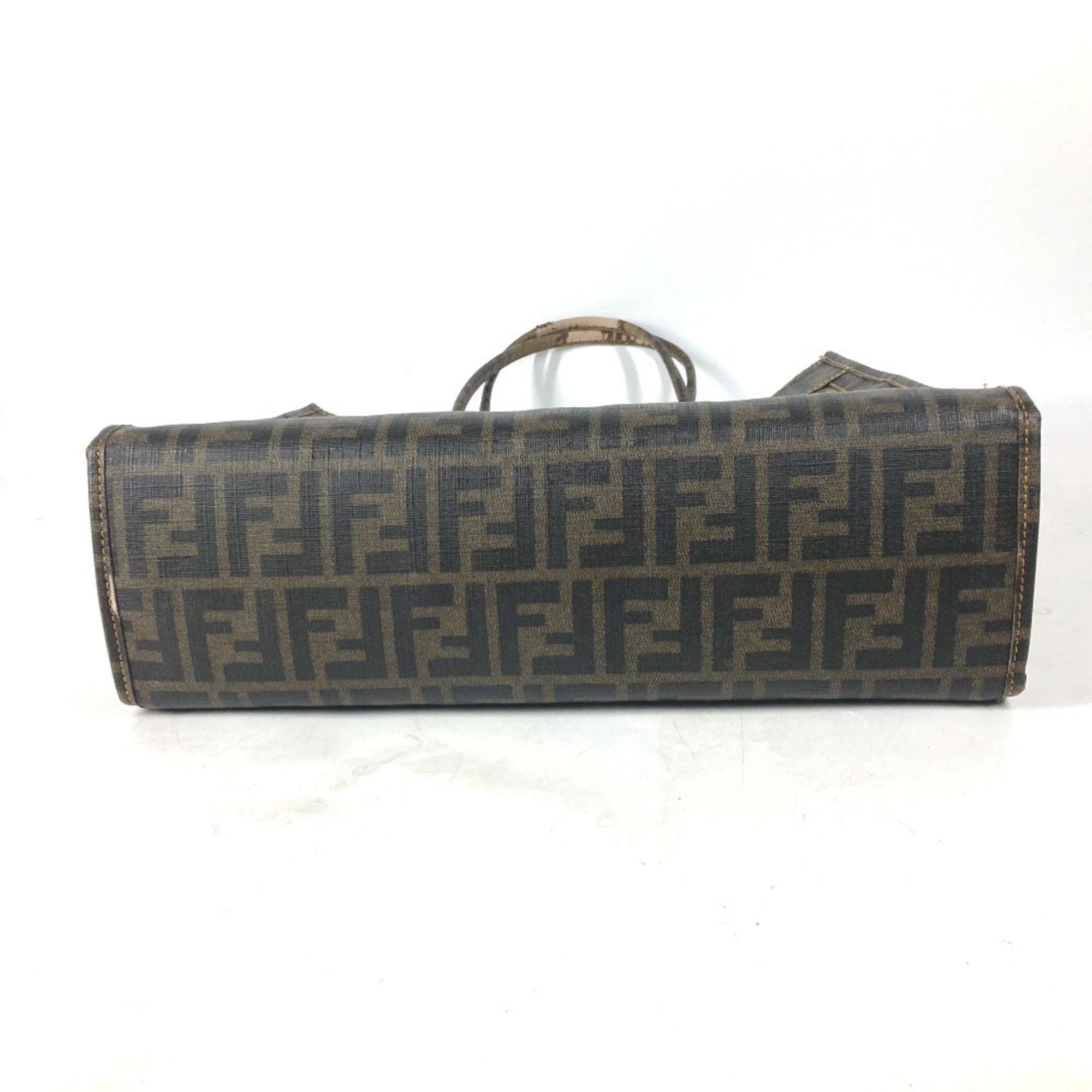 Fendi Brown Leather Beach Bag Pouch Shoulder Bag Tote Bag