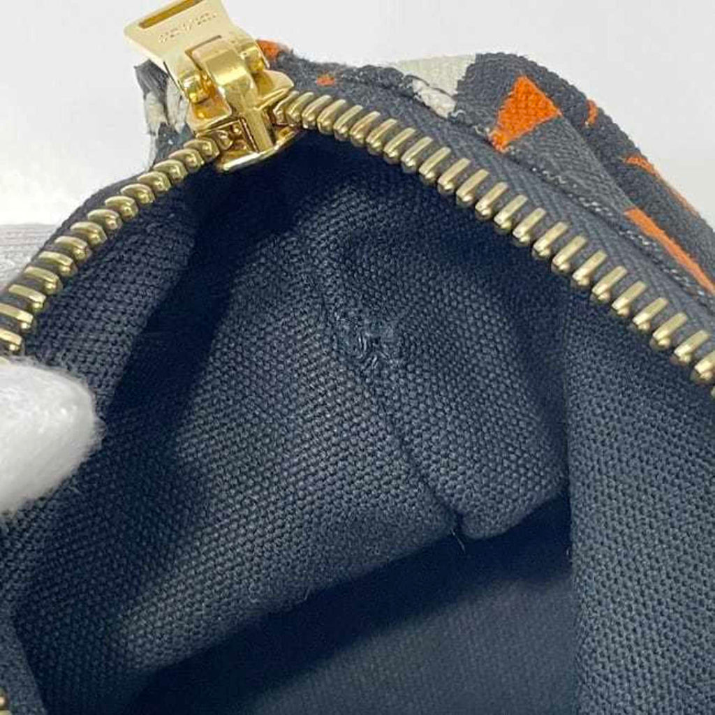 Prada Black Orange Canvas Leather Pouch