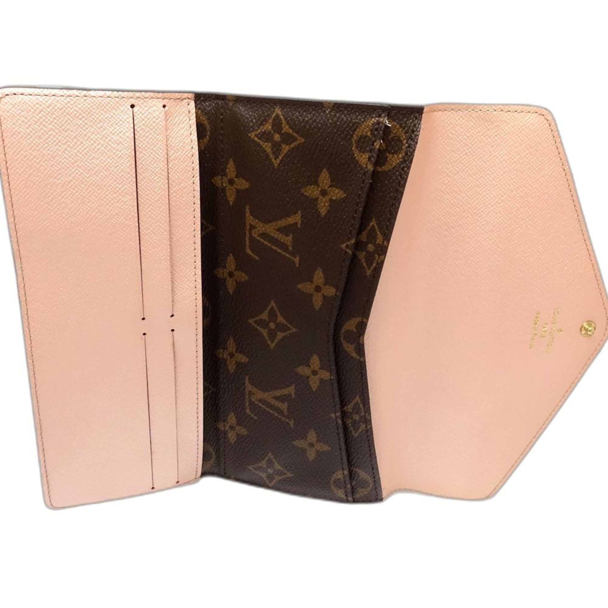 Louis Vuitton Brown Pink Monogram Long Wallet (Tri-Fold)