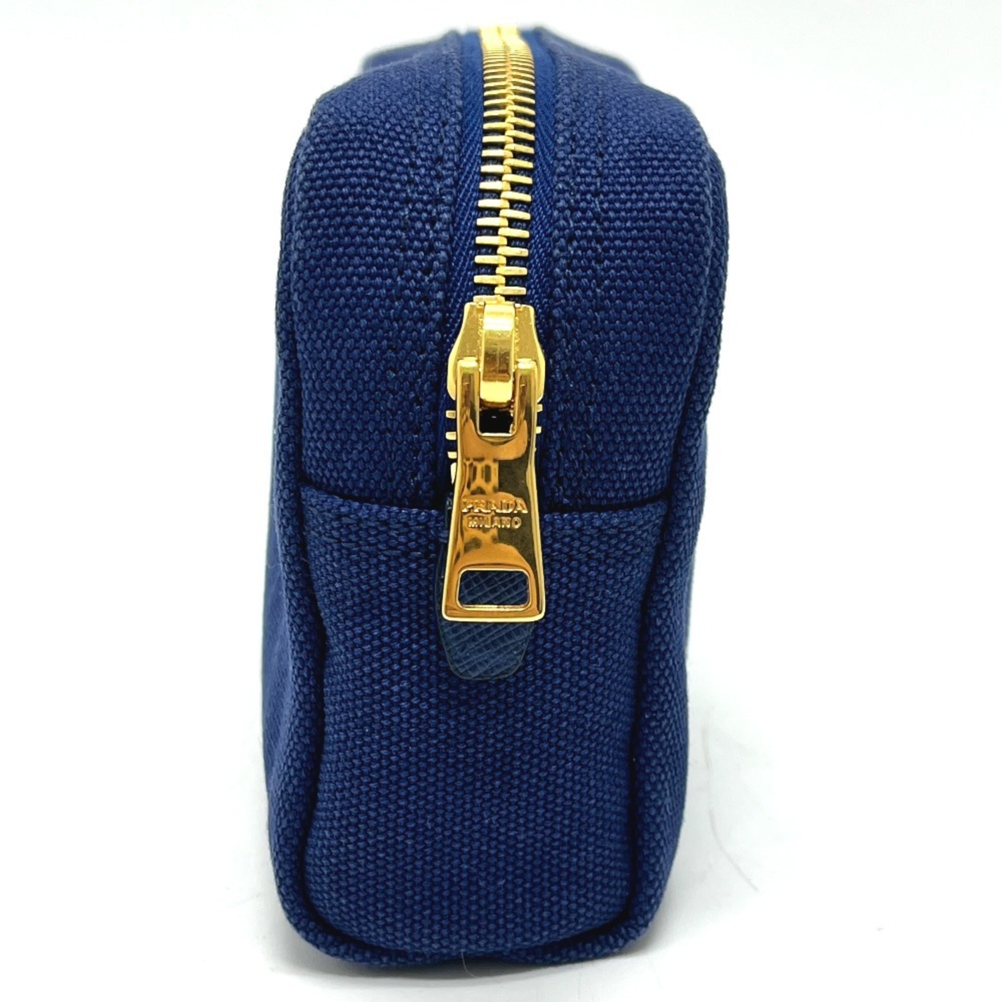 Prada Blue Canvas Pouch