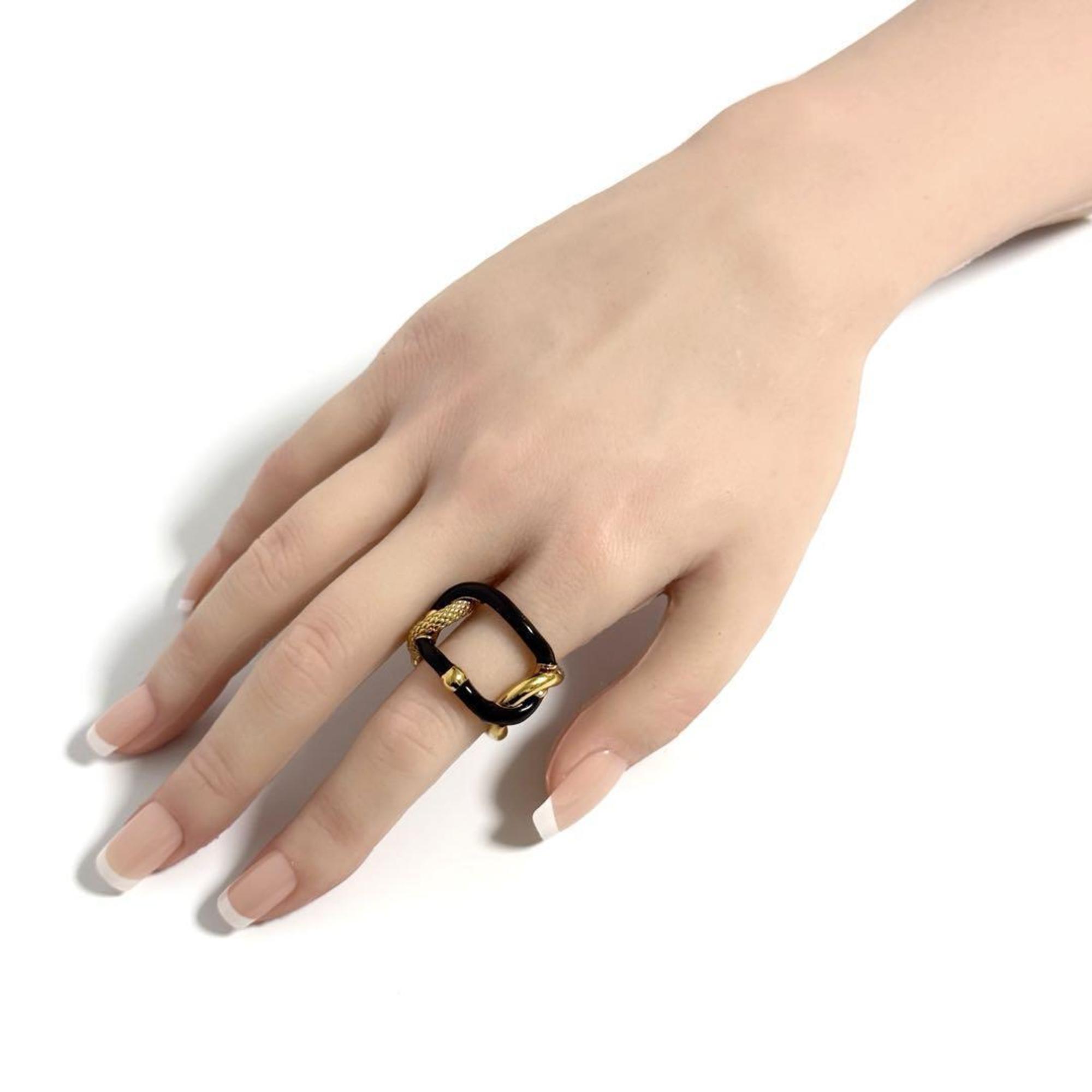 Bottega Veneta Gold Brown Silver 925 Band Ring