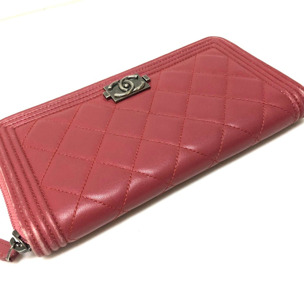 Chanel Pink Leather Long Wallet (Bi-Fold)