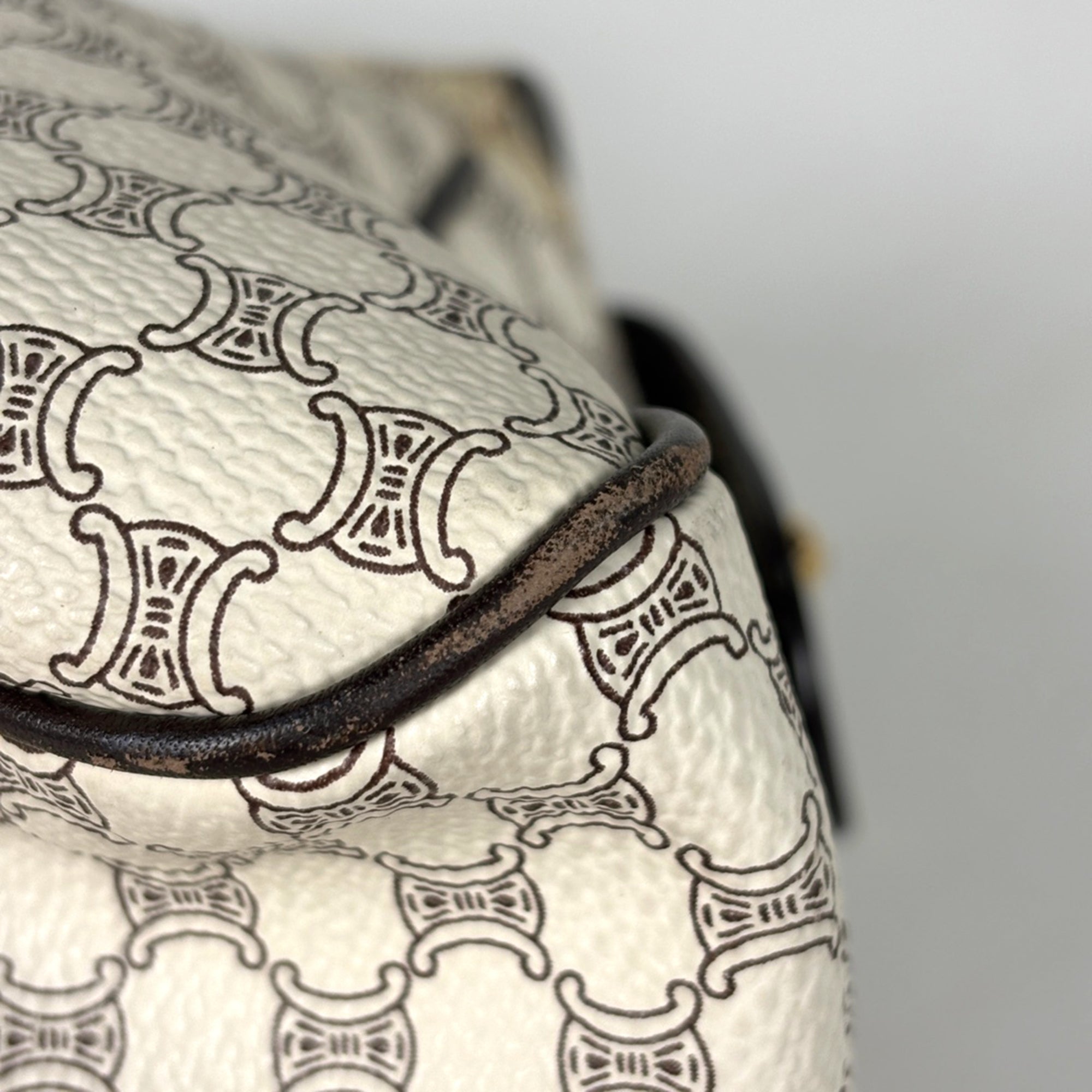 Celine Macadam White Coated Canvas Leather Handbag