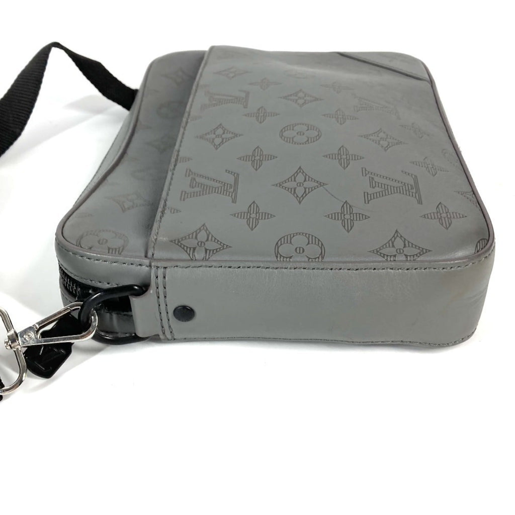 Louis Vuitton Gray Monogram Shadow Clutch Bag Shoulder Bag
