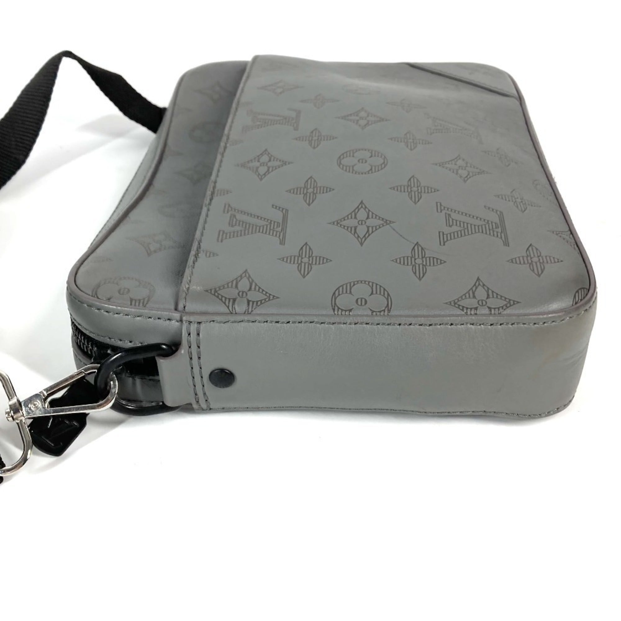 Louis Vuitton Gray Monogram Shadow Clutch Bag Shoulder Bag