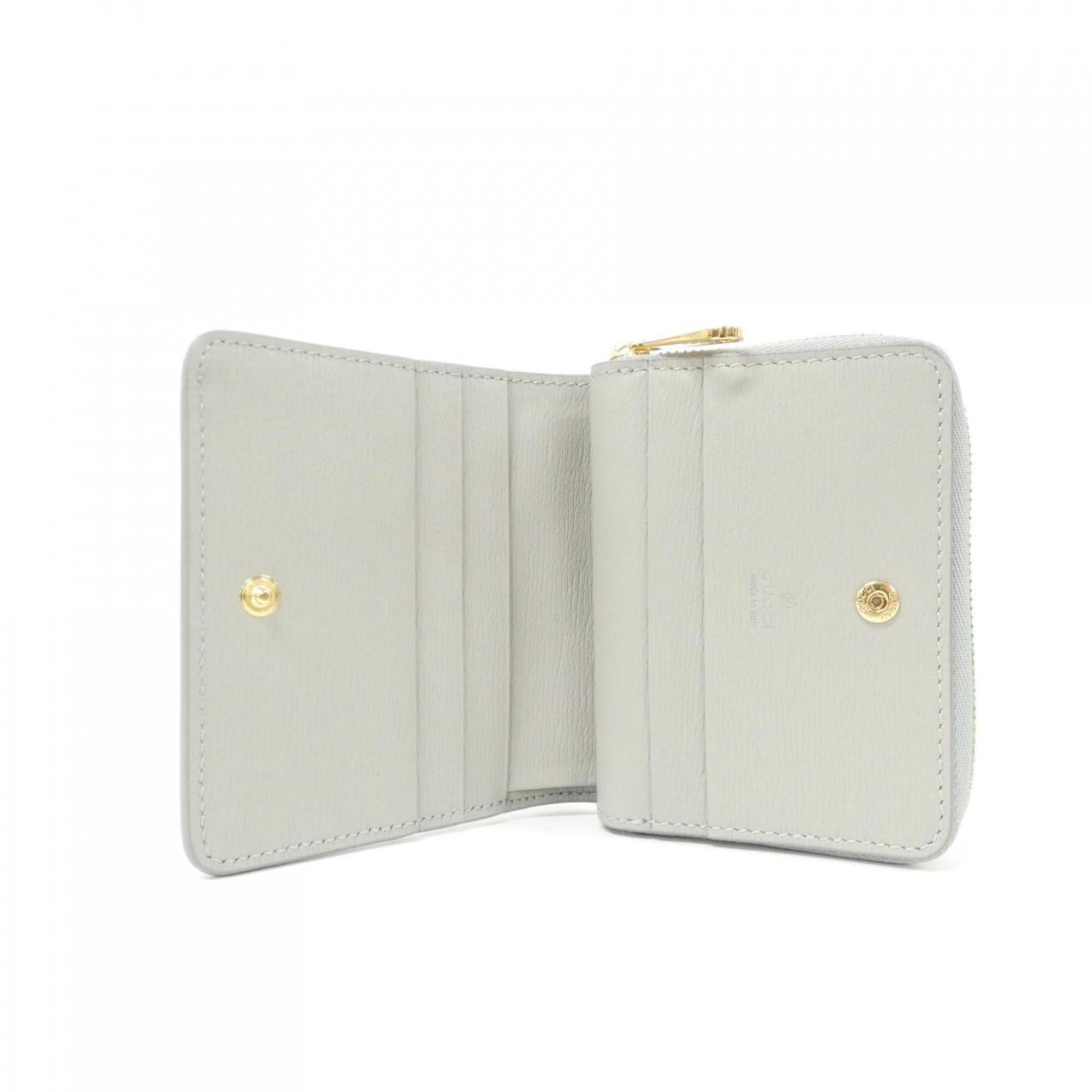 Gucci Gold Gray Light Gray Leather Wallet (Bi-Fold) (Pre-Owned)