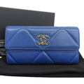 Chanel Blue Leather Long Wallet (Bi-Fold)