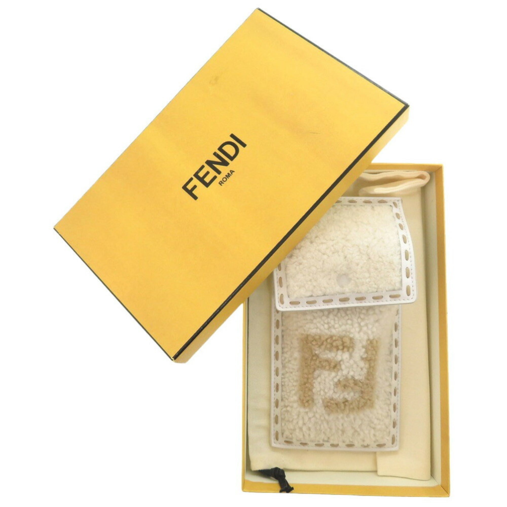 Fendi White Leather Leather Pouch