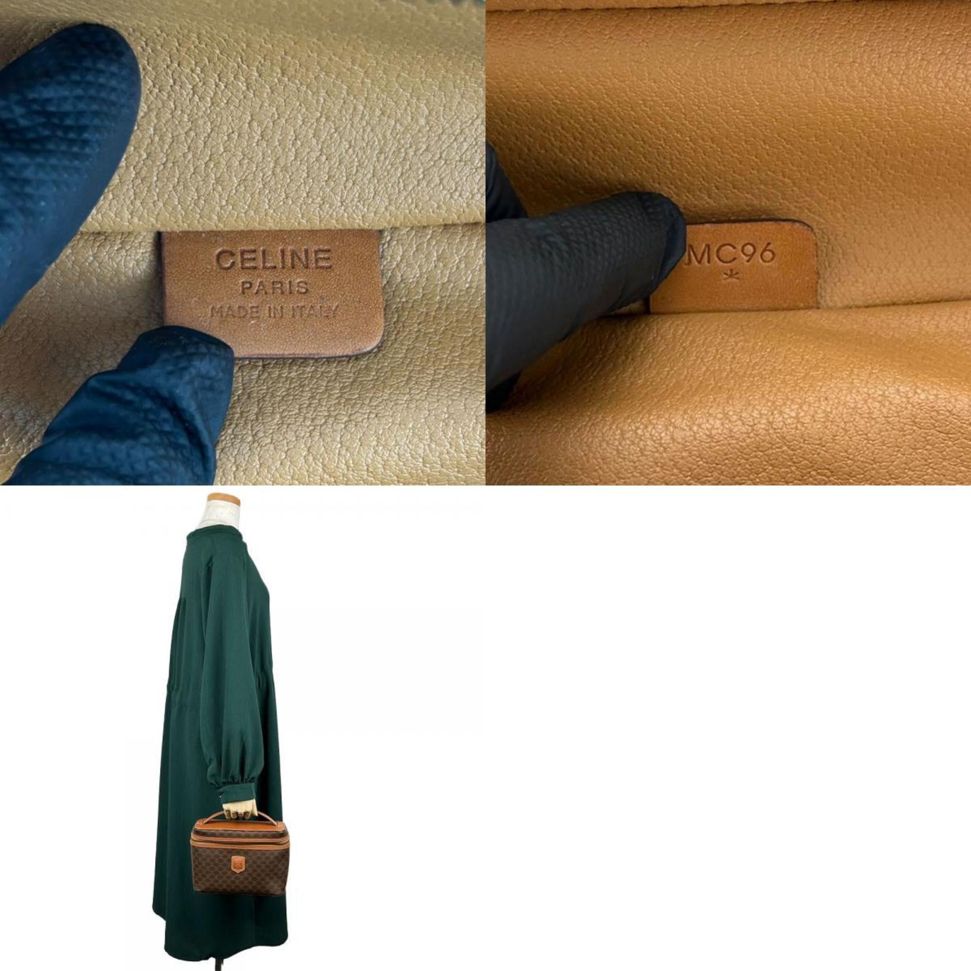 Celine Macadam Brown Pvc Leather Handbag Vanity Bag