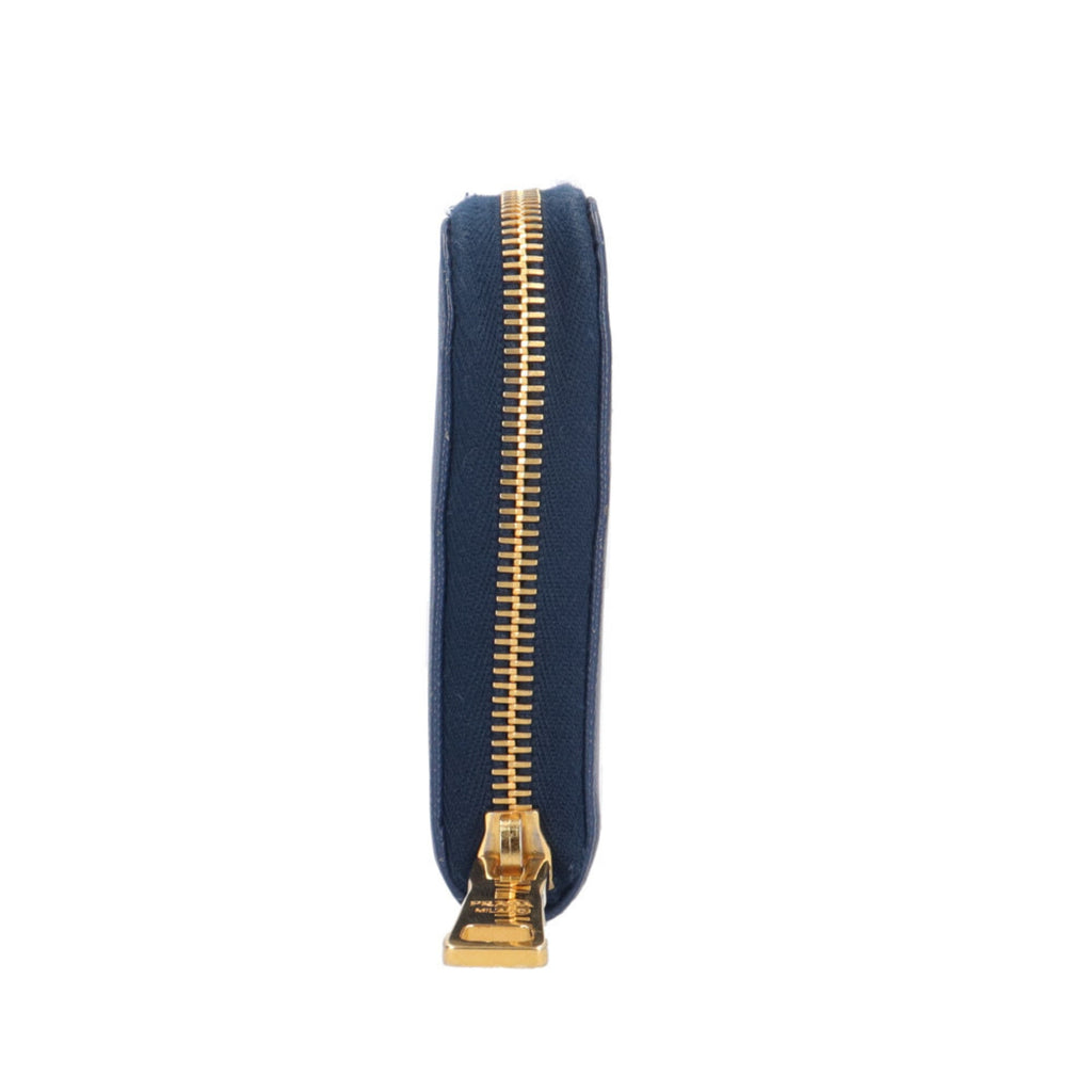 Prada Blue Leather Long Wallet (Bi-Fold)