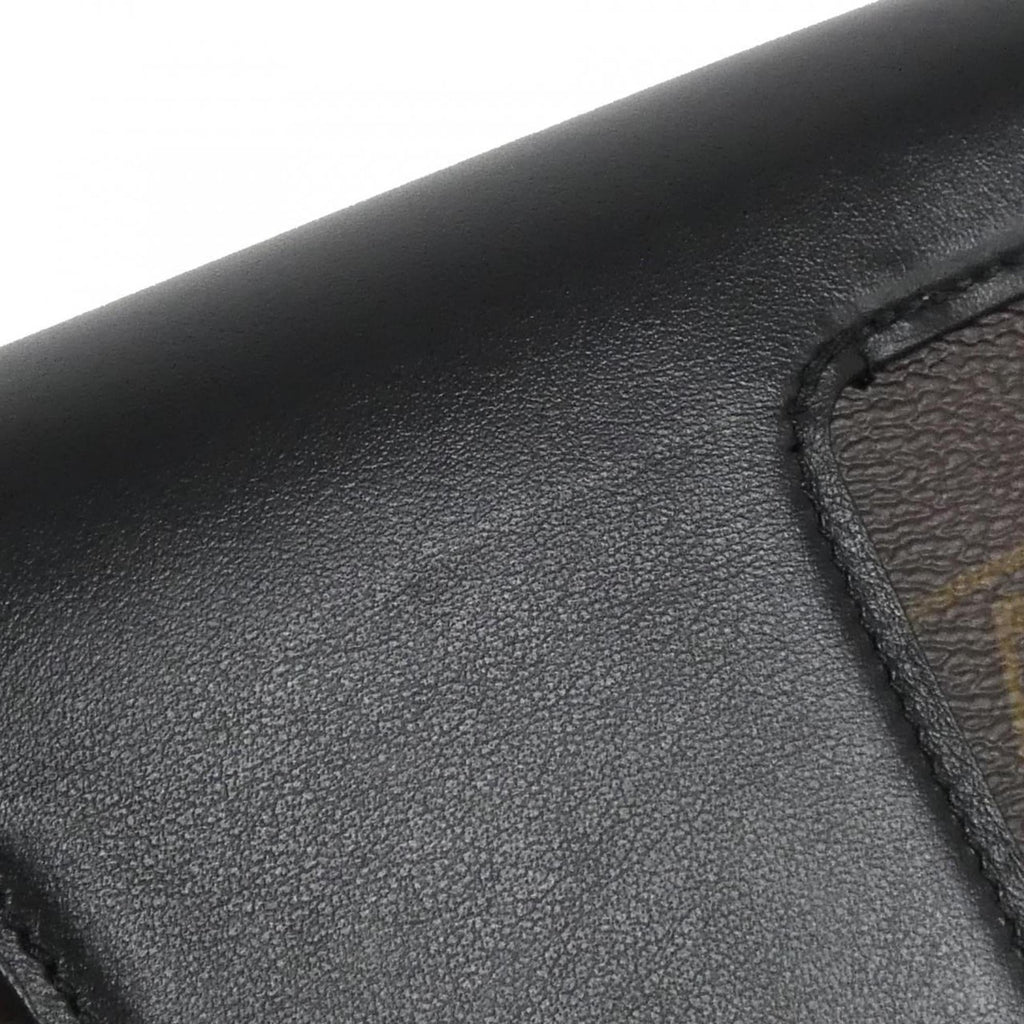 Louis Vuitton Black Brown Coated Canvas Leather Shoulder Bag