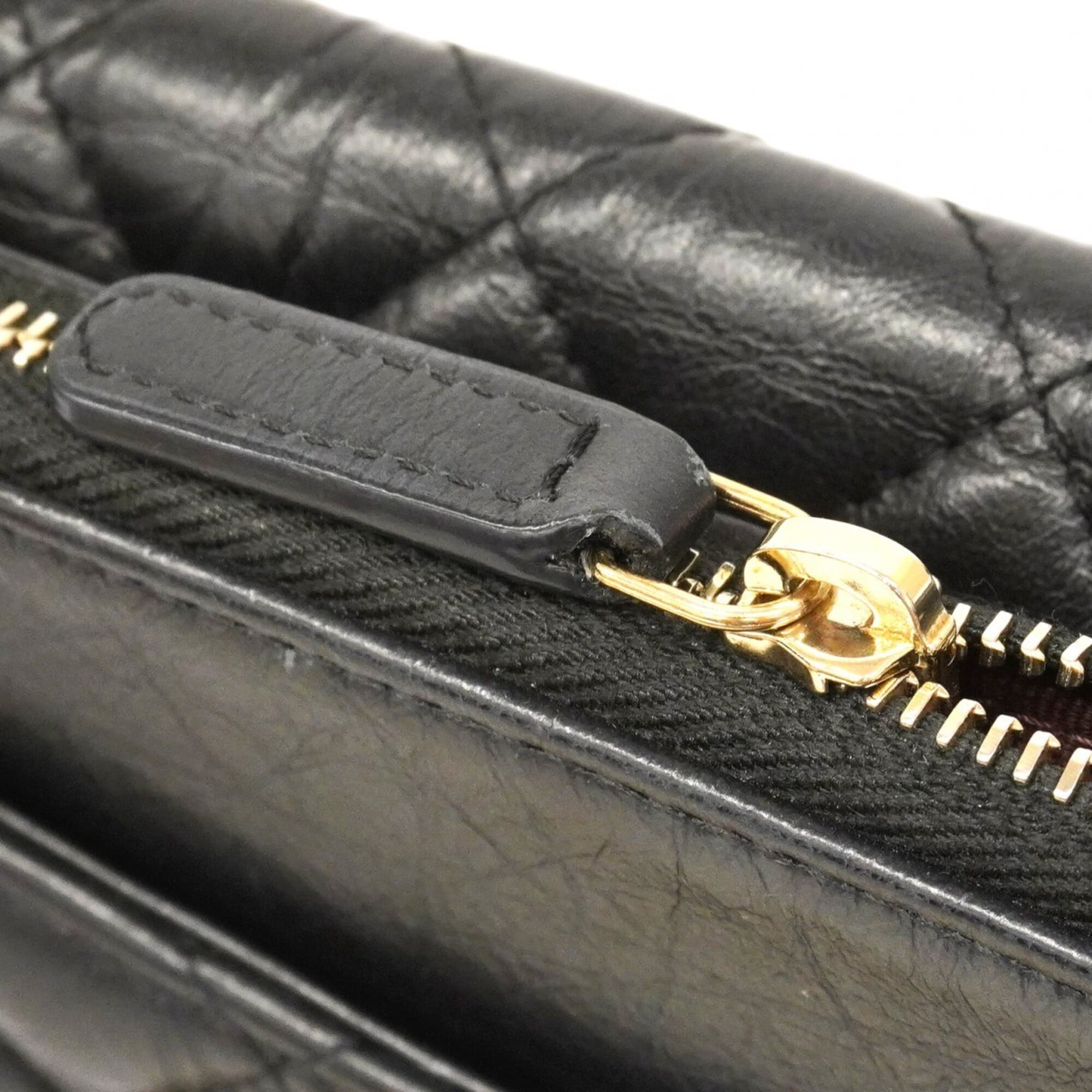 Chanel Black Leather Chain/Shoulder Wallet