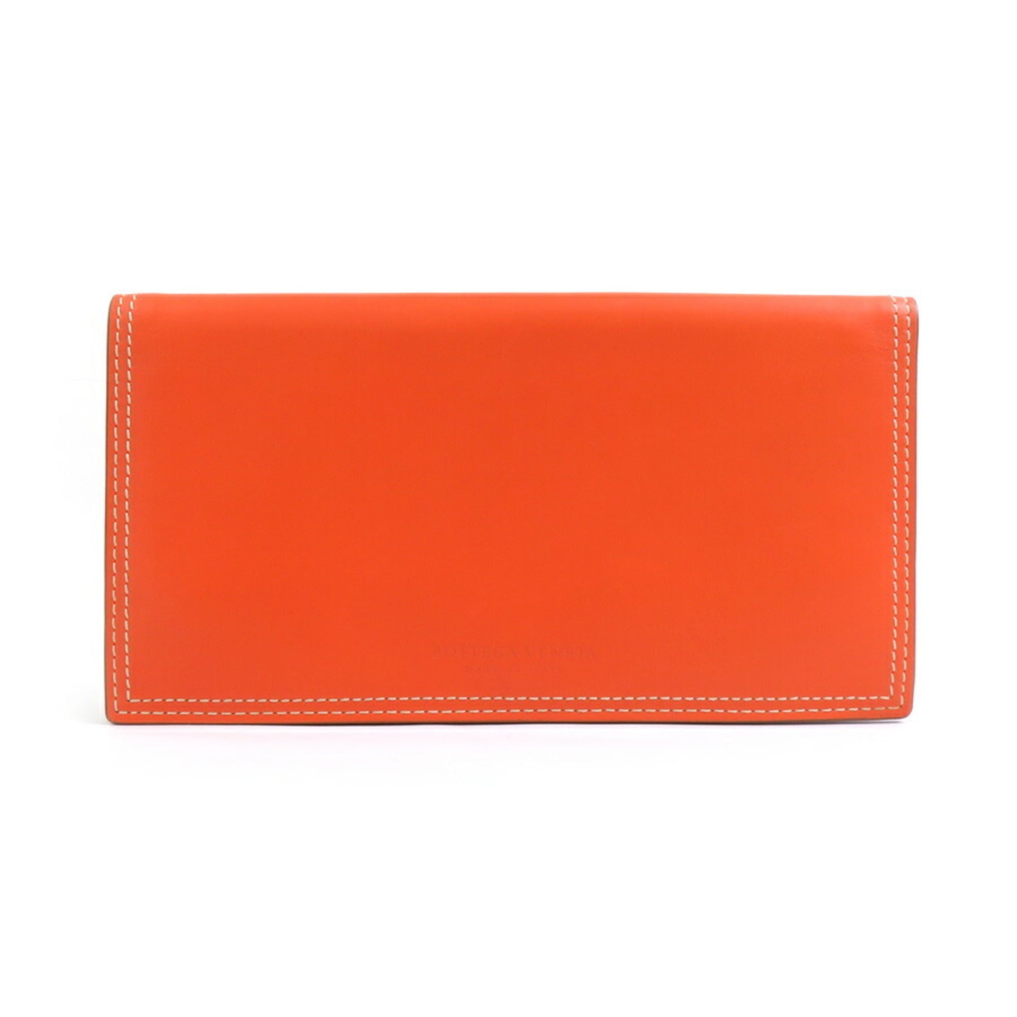 Bottega Veneta Orange Leather Long Wallet (Bi-Fold)