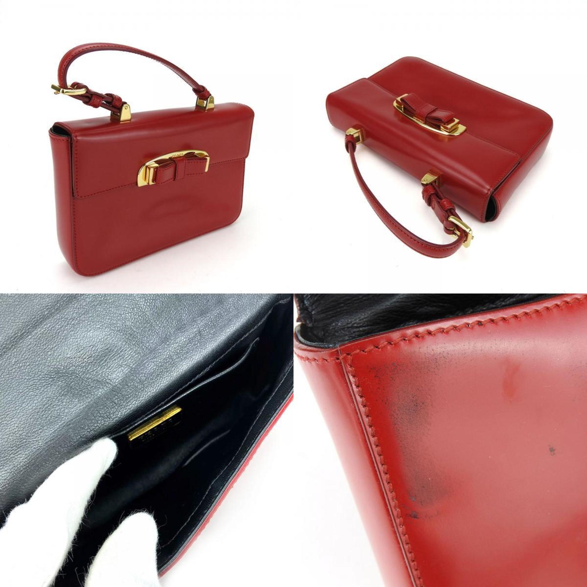 Prada Red Color Leather Handbag