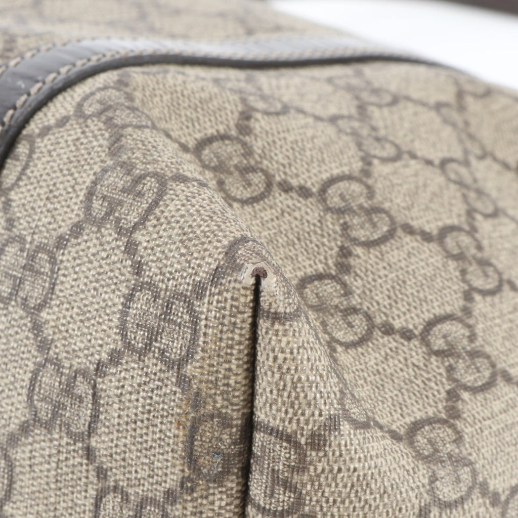 Gucci Beige Brown Leather Coated Canvas Handbag Shoulder Bag Tote Bag (Pre-Owned)