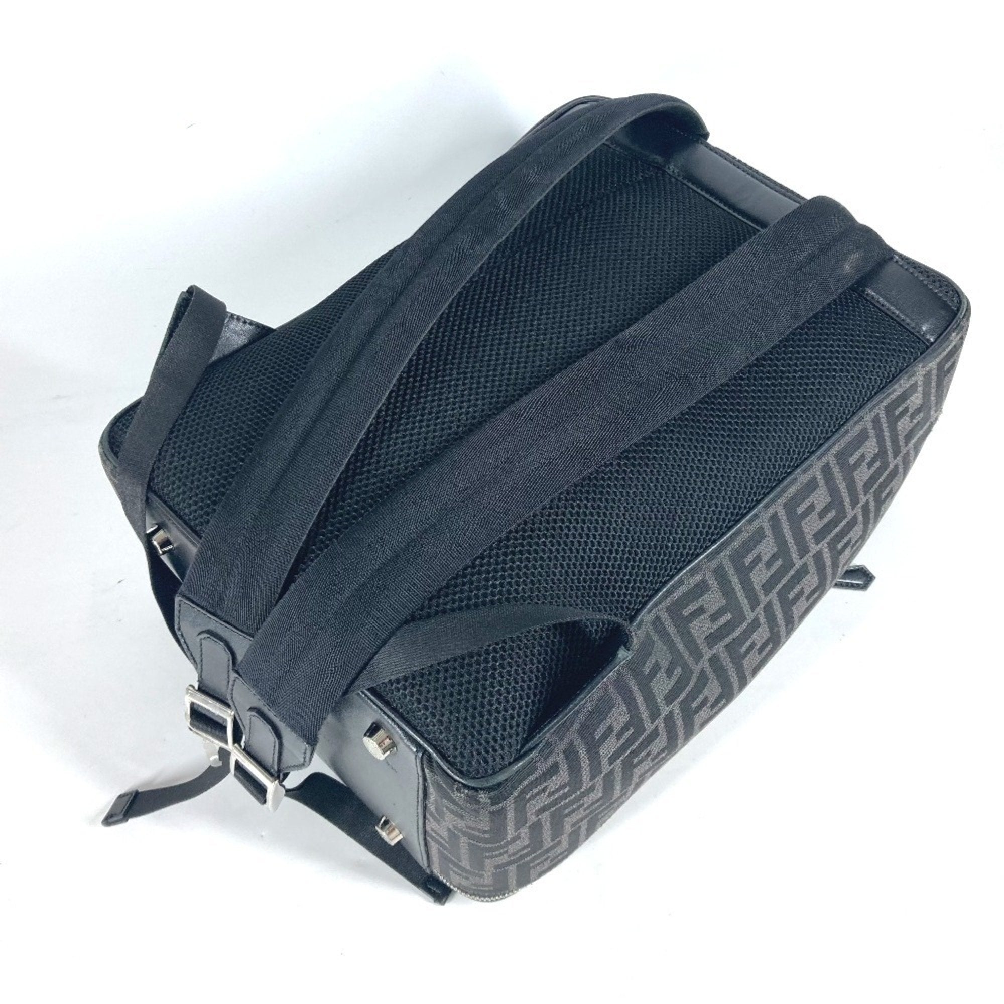 Fendi Black Gray Canvas Leather Backpack