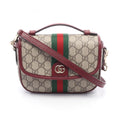 Gucci Beige Bordeaux Brown Coated Canvas Leather Handbag Shoulder Bag (Pre-Owned)