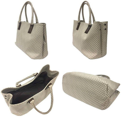 Bottega Veneta Brown Light Gray Pvc Leather Tote Bag