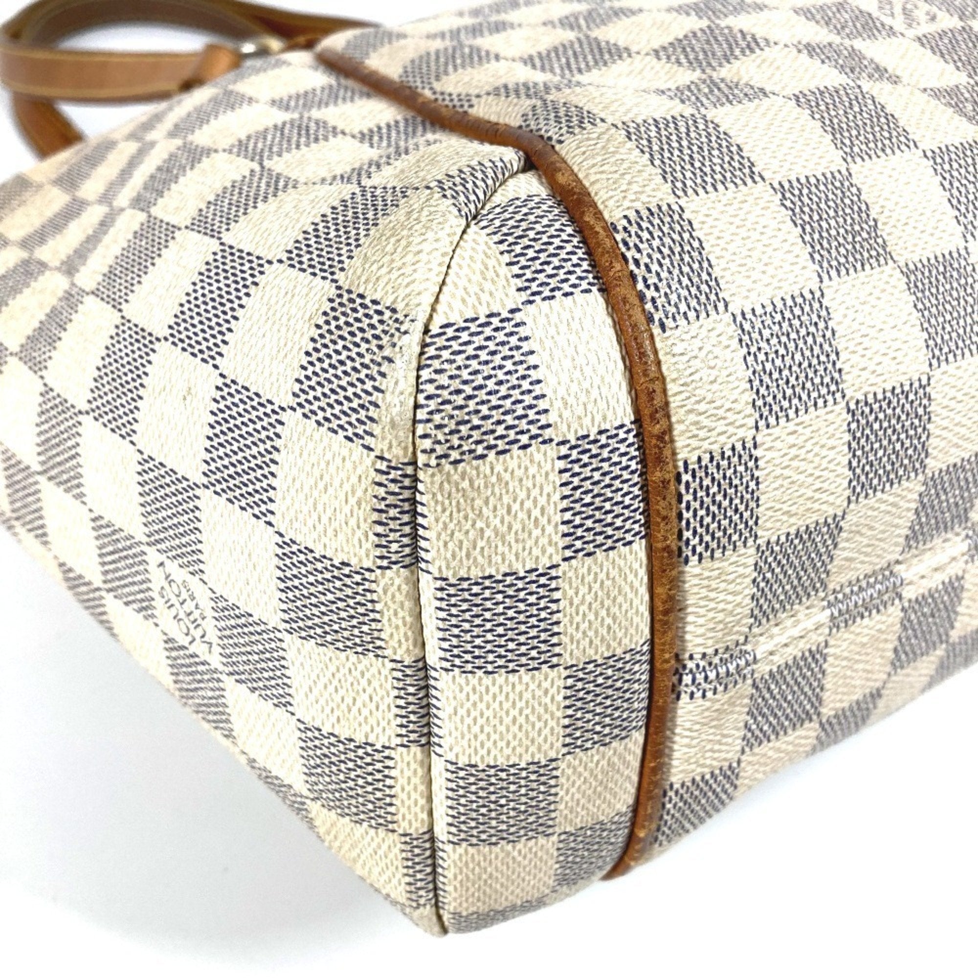 Louis Vuitton Galle White Yellow Damier Azur Shoulder Bag Tote Bag