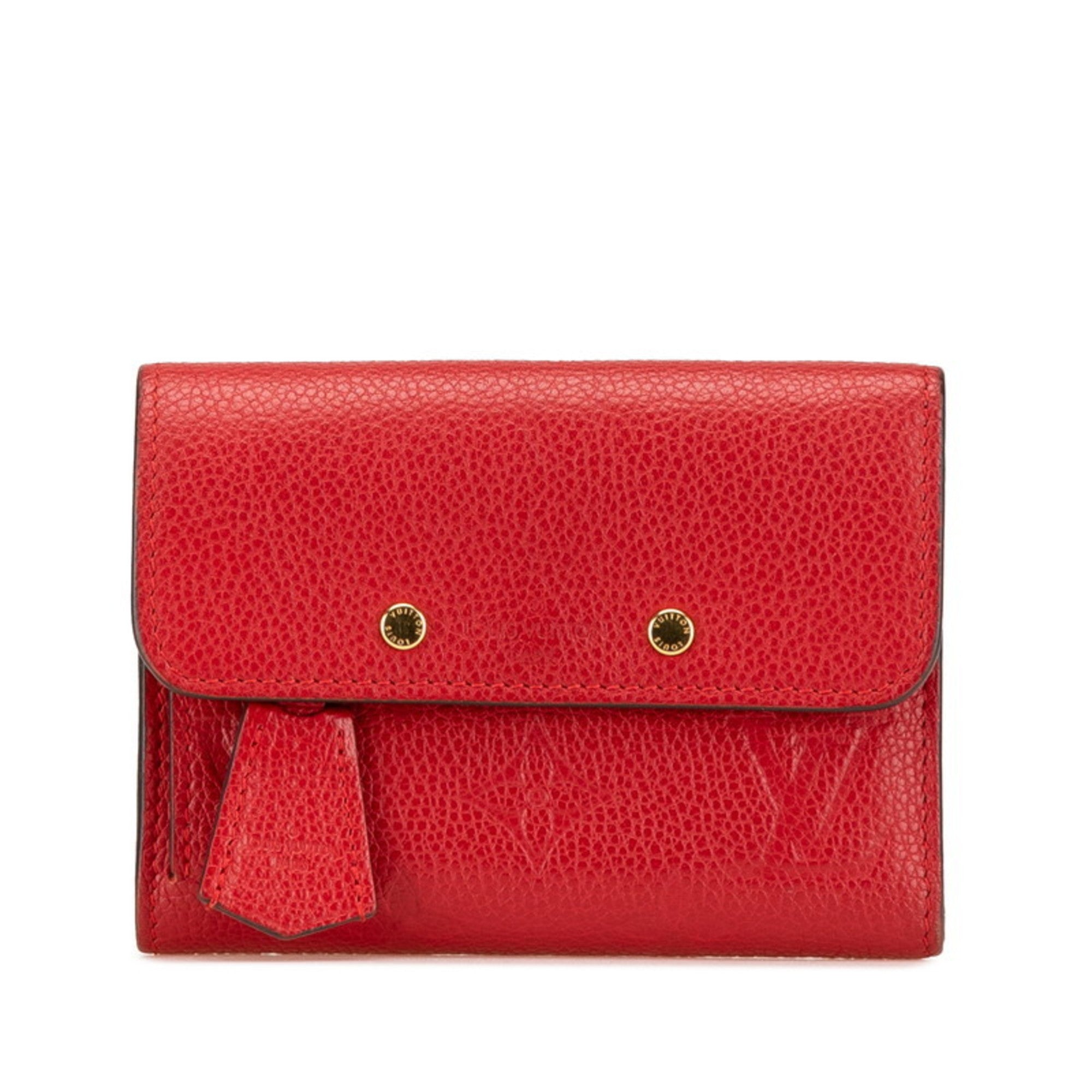 Louis Vuitton Cerise Red Color Leather Wallet (Tri-Fold)