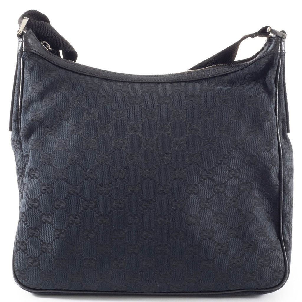 Gucci Black Gg Canvas Leather Shoulder Bag (Pre-Owned)