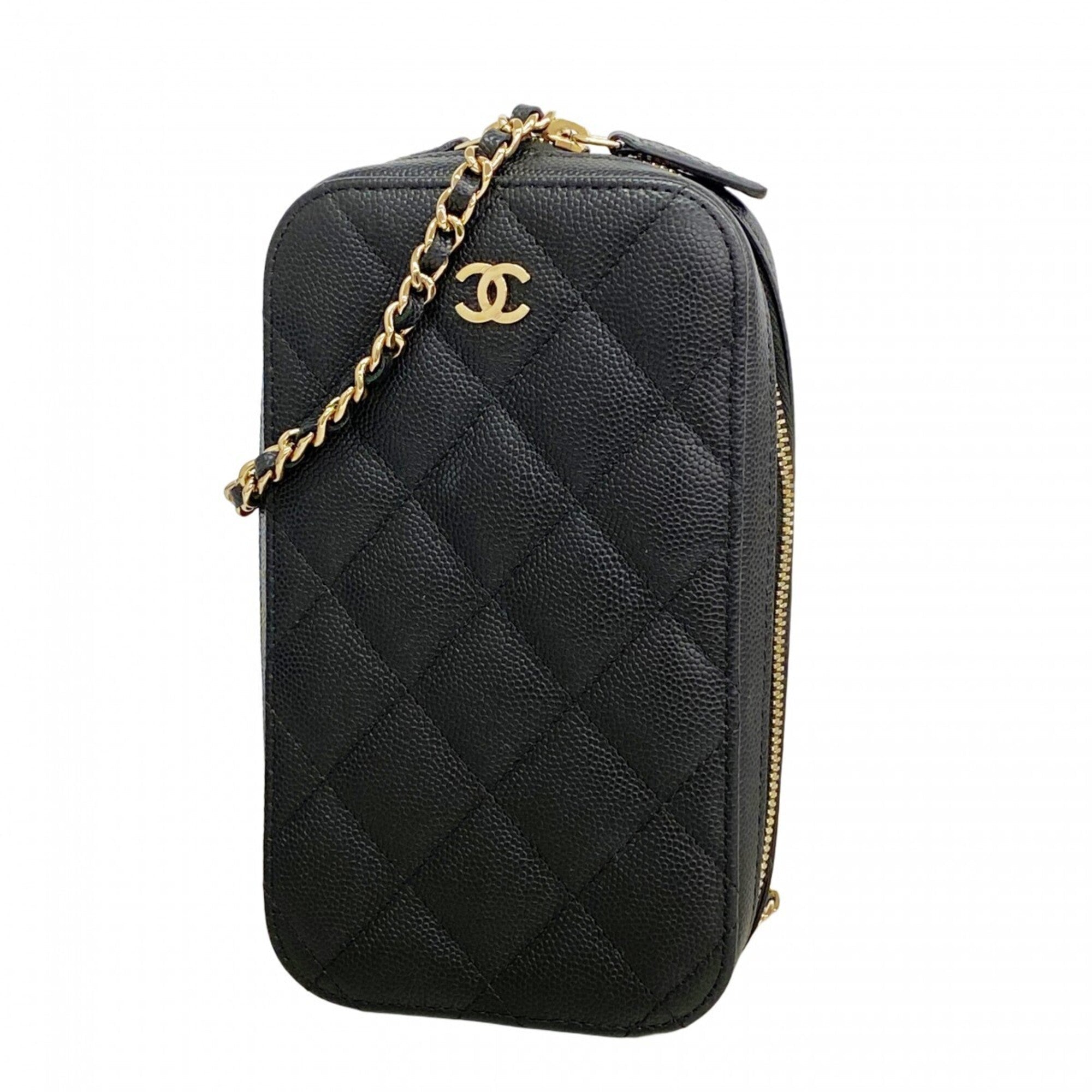 Chanel Black Grained Calfskin Shoulder Bag