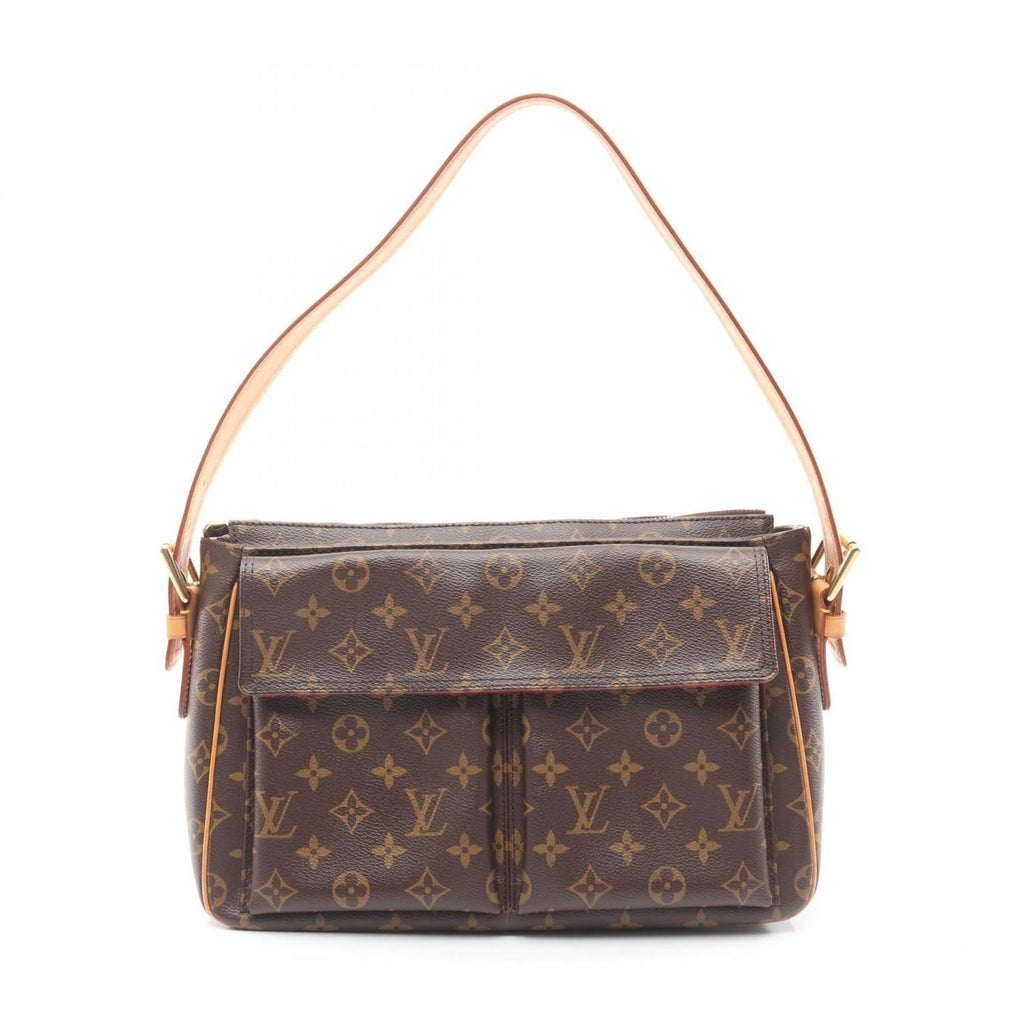 Louis Vuitton Brown Coated Canvas Leather Shoulder Bag