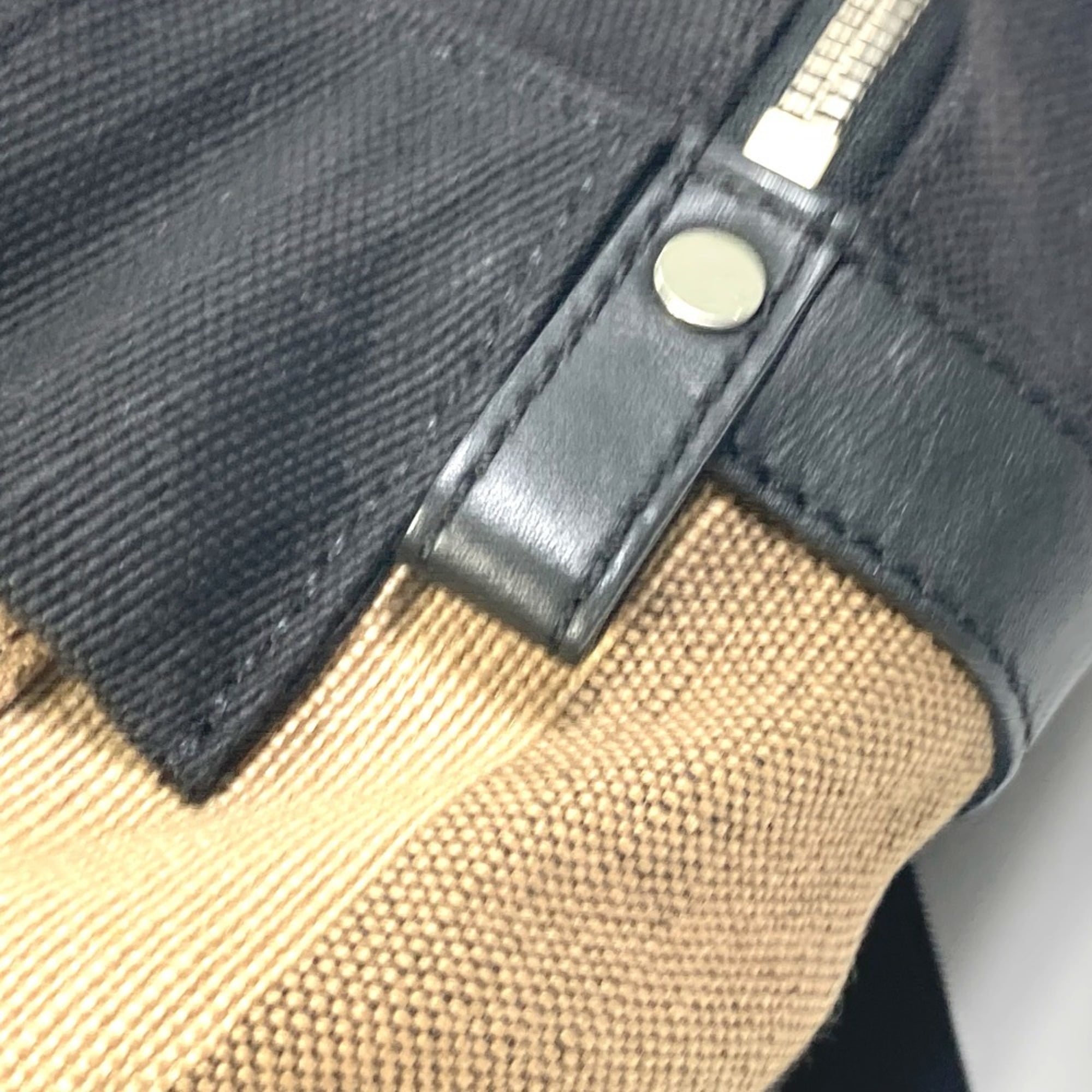 Burberry Beige Black Canvas Leather Backpack