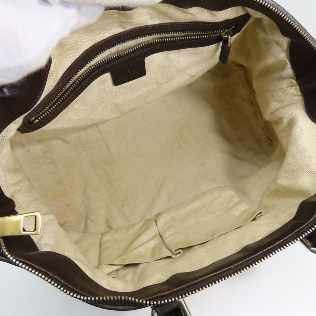 Gucci Beige Dark Brown Gg Canvas Handbag (Pre-Owned)