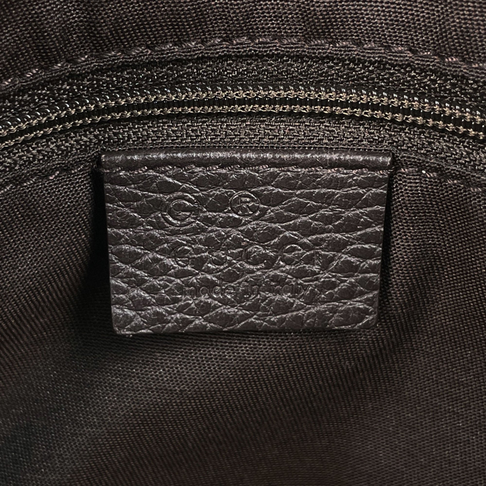 Gucci Dark Brown Leather Handbag Tote Bag (Pre-Owned)