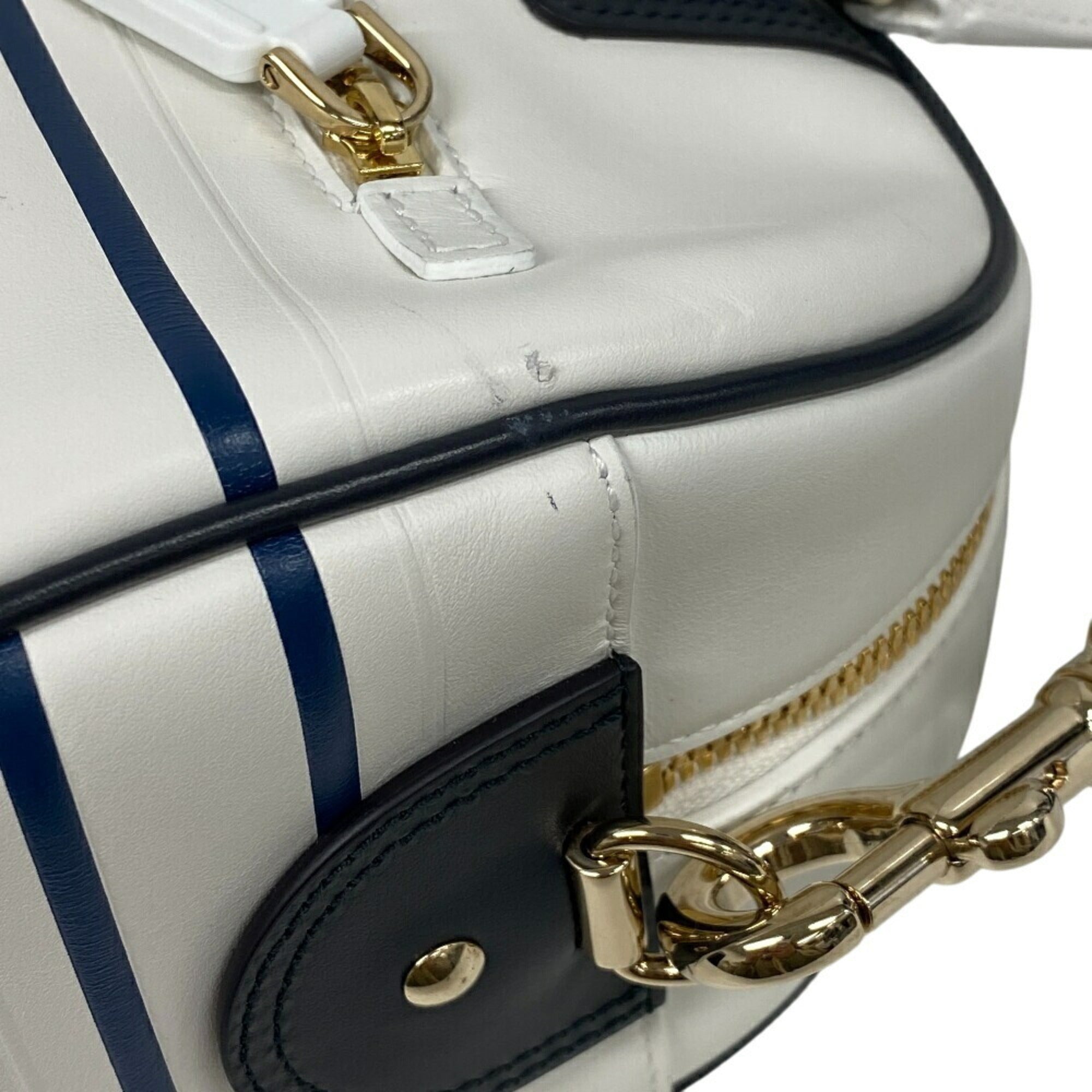 Christian Dior Navy White Leather Handbag (Pre-Owned)
