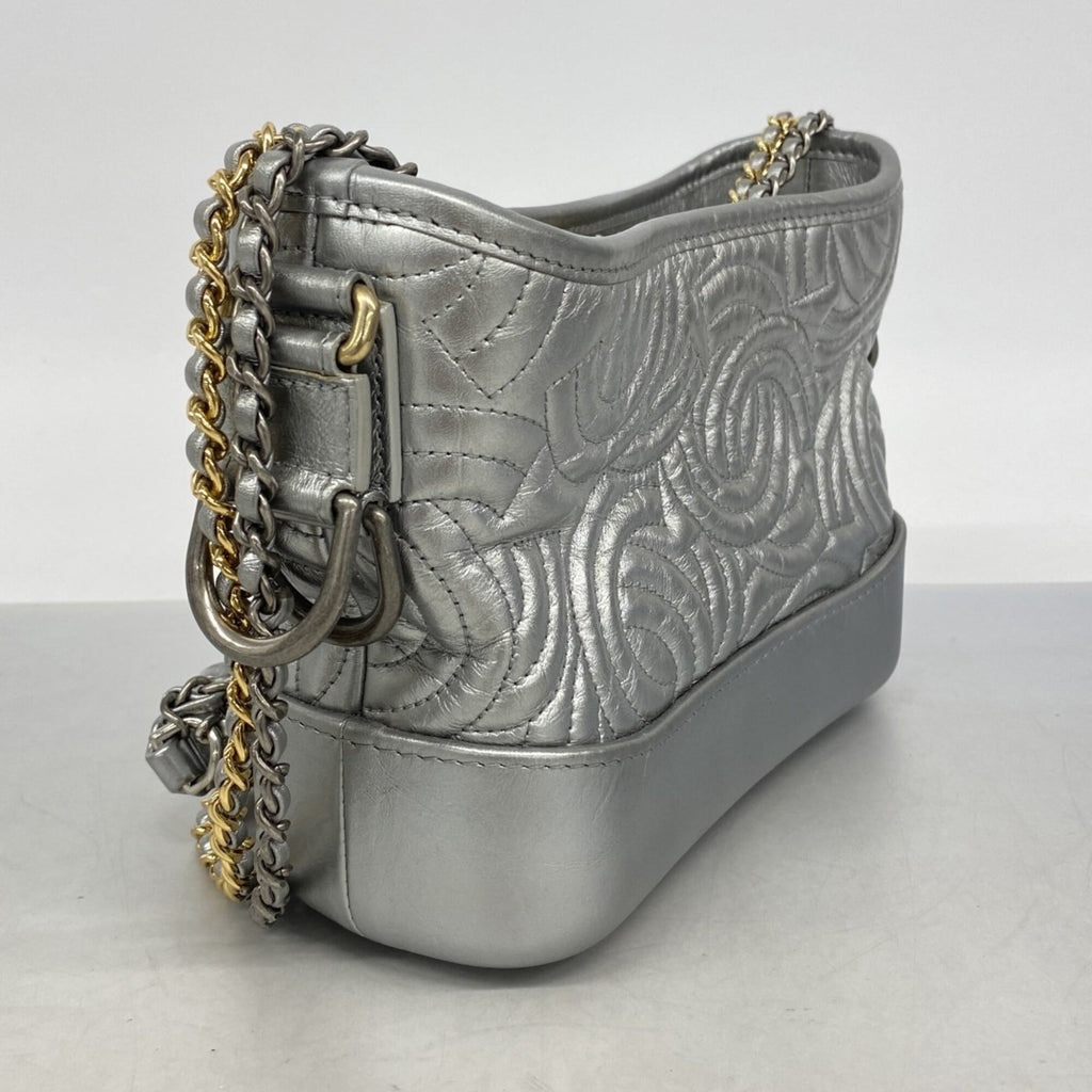 Chanel Silver Leather Shoulder Bag