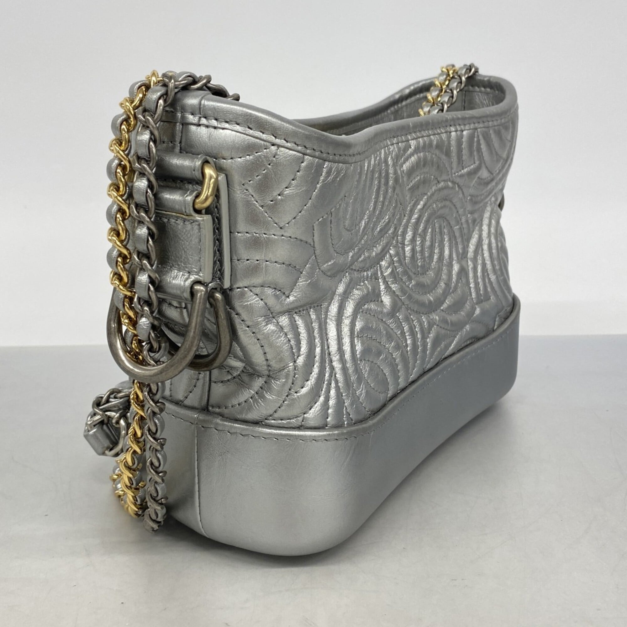 Chanel Silver Leather Shoulder Bag