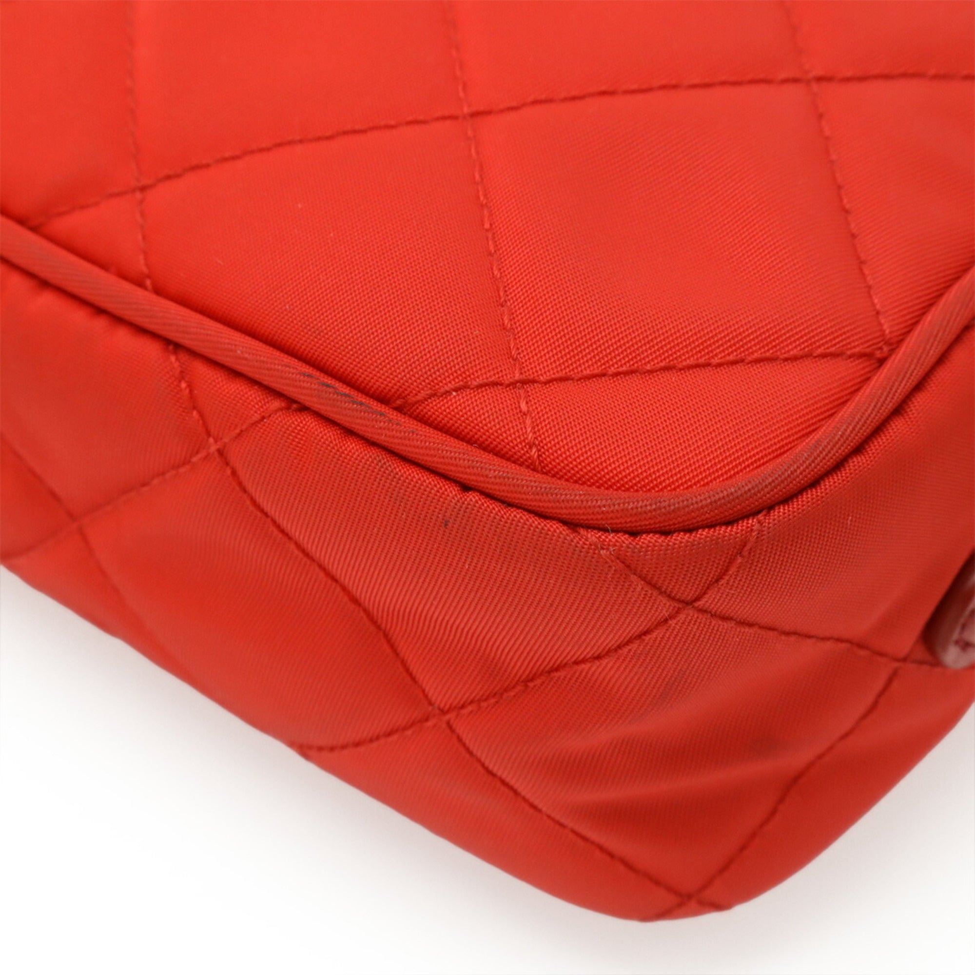 Prada Red Color Nylon Leather Clutch Bag Pochette Shoulder Bag