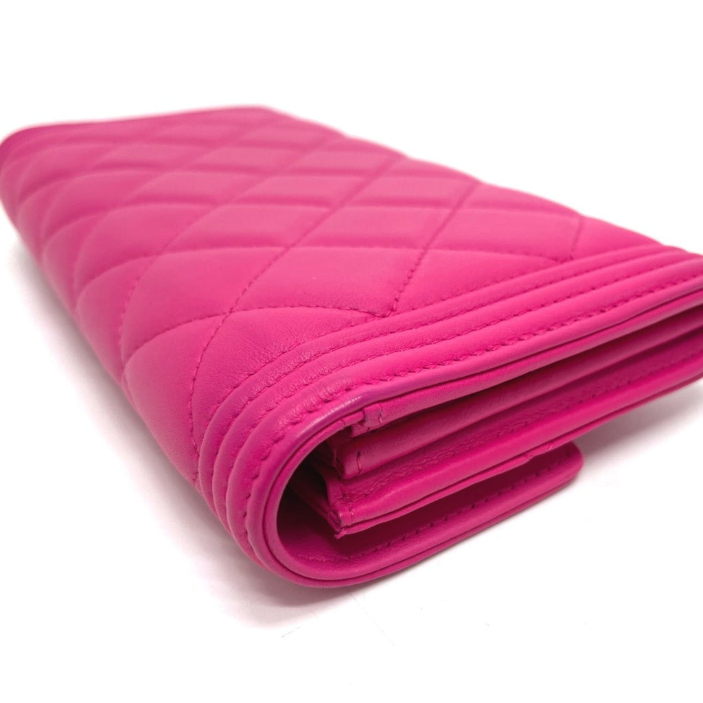 Chanel Pink Leather Long Wallet (Bi-Fold)