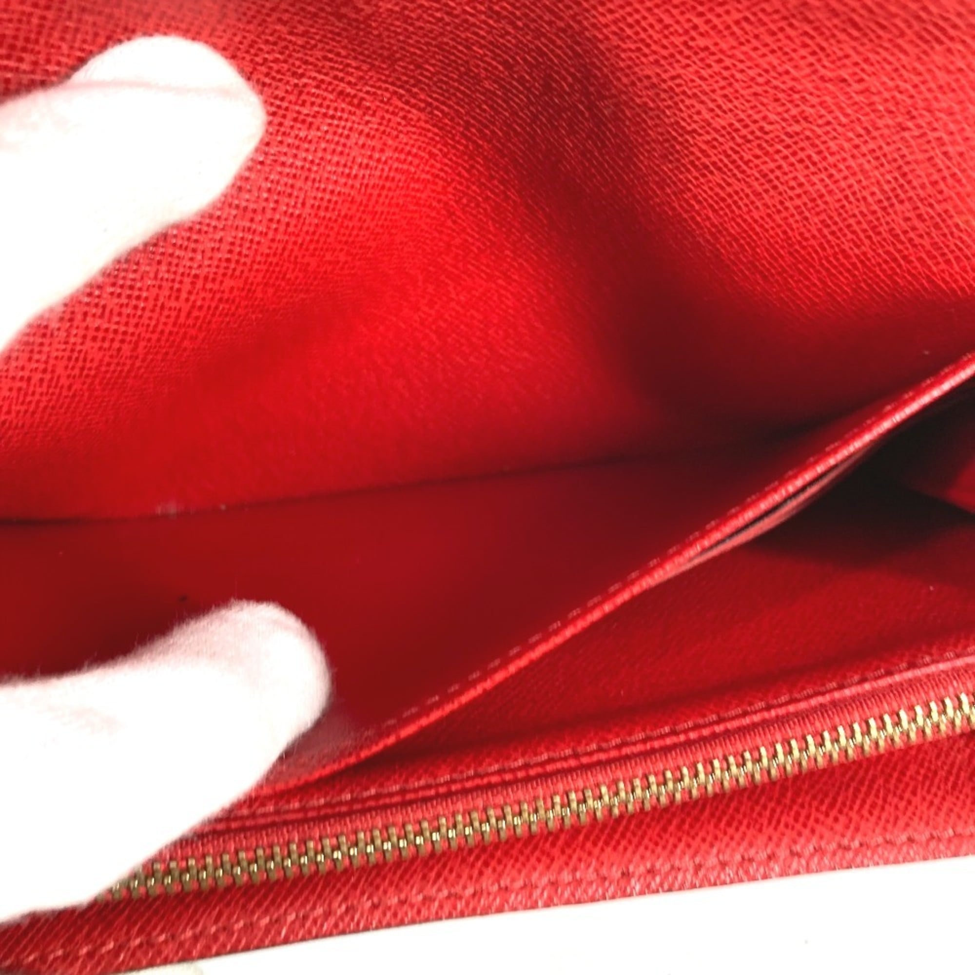 Louis Vuitton Brown Red Color Canvas Monogram Long Wallet (Tri-Fold)