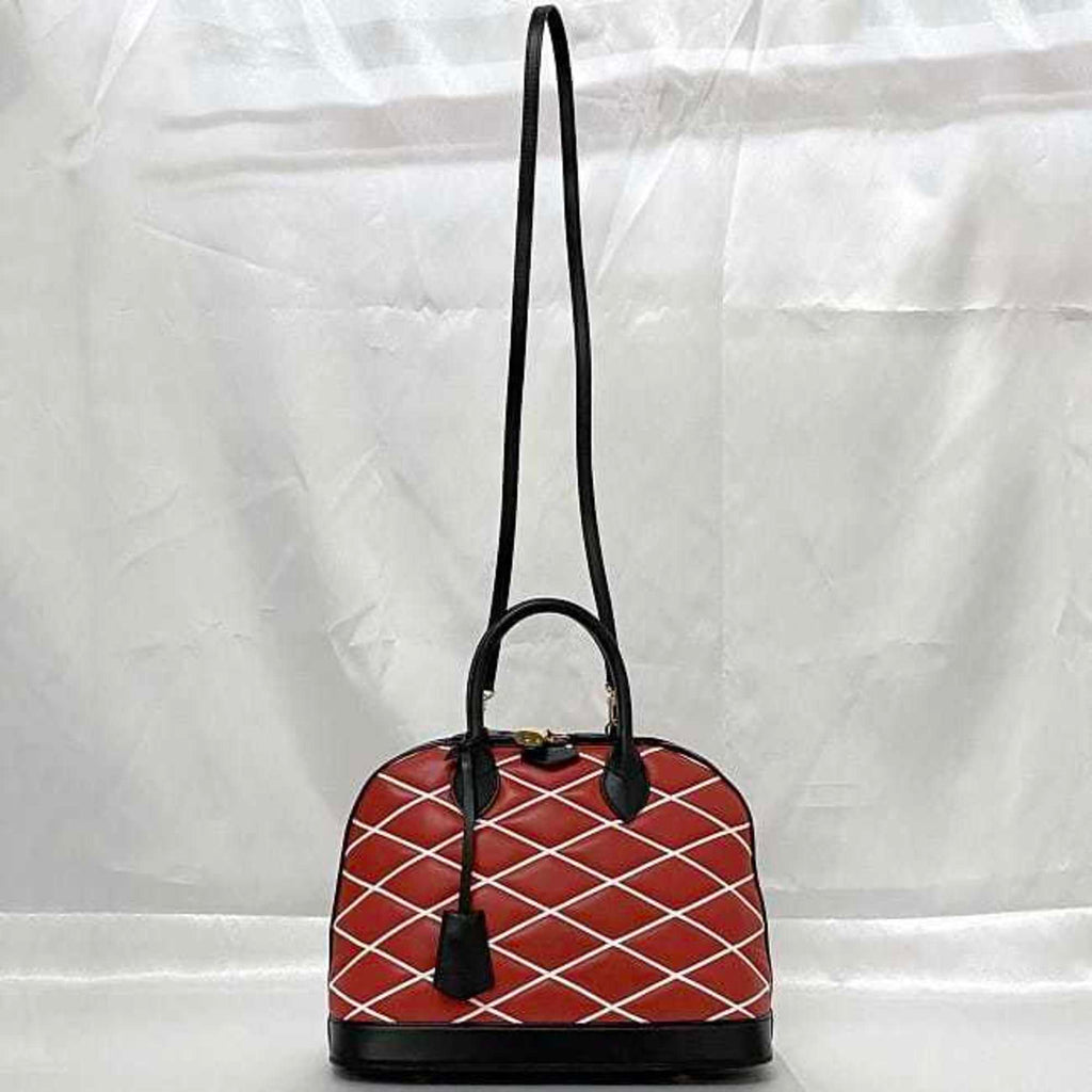 Louis Vuitton Black Red Color Leather Handbag Shoulder Bag