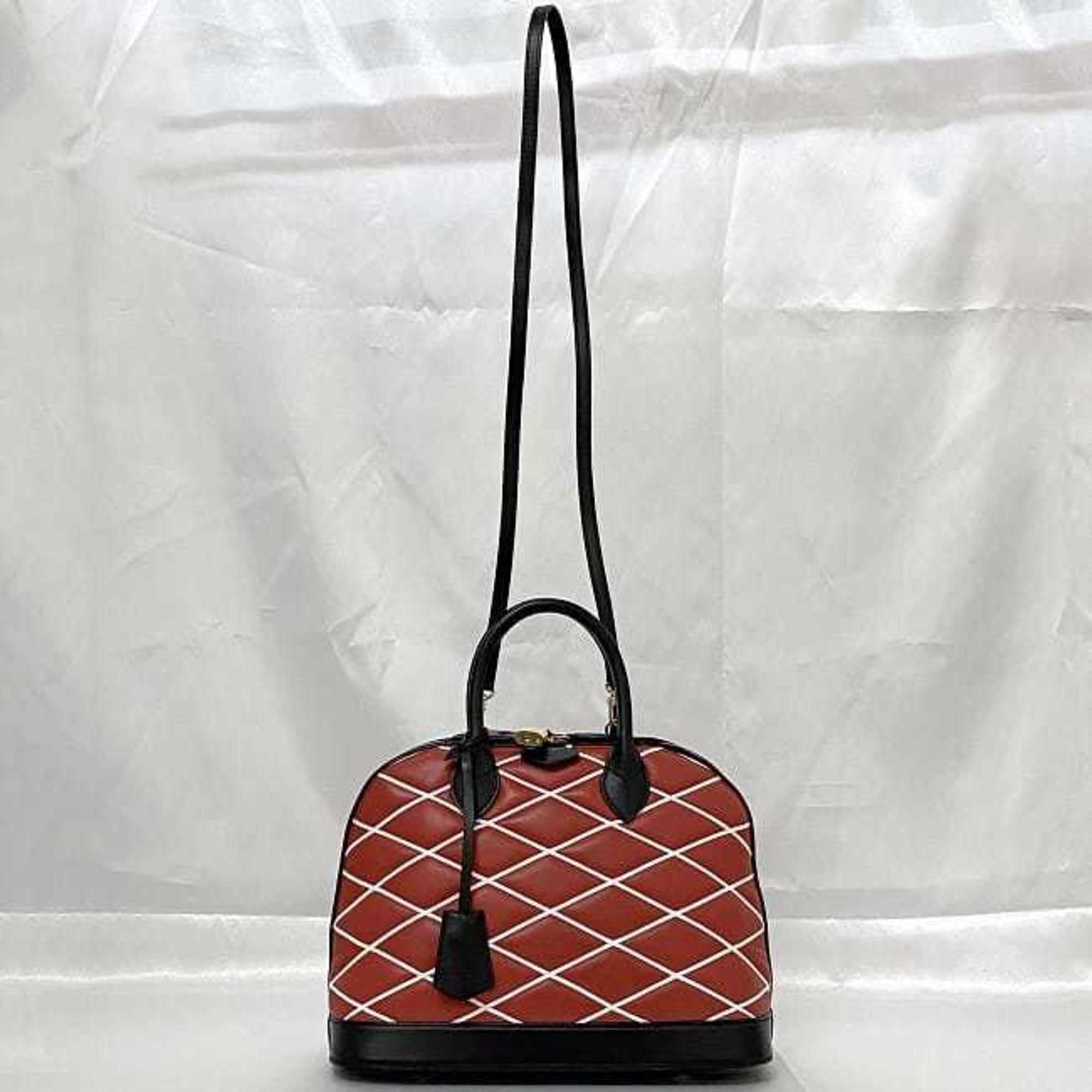 Louis Vuitton Black Red Color Leather Handbag Shoulder Bag