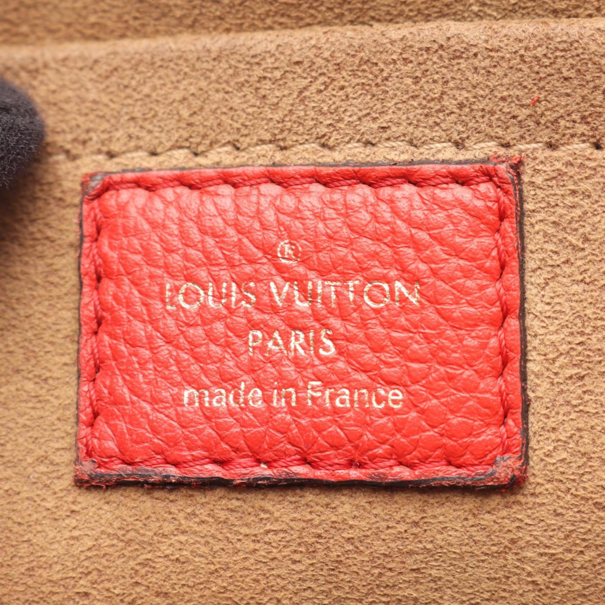 Louis Vuitton Brown Red Color Coated Canvas Leather Handbag